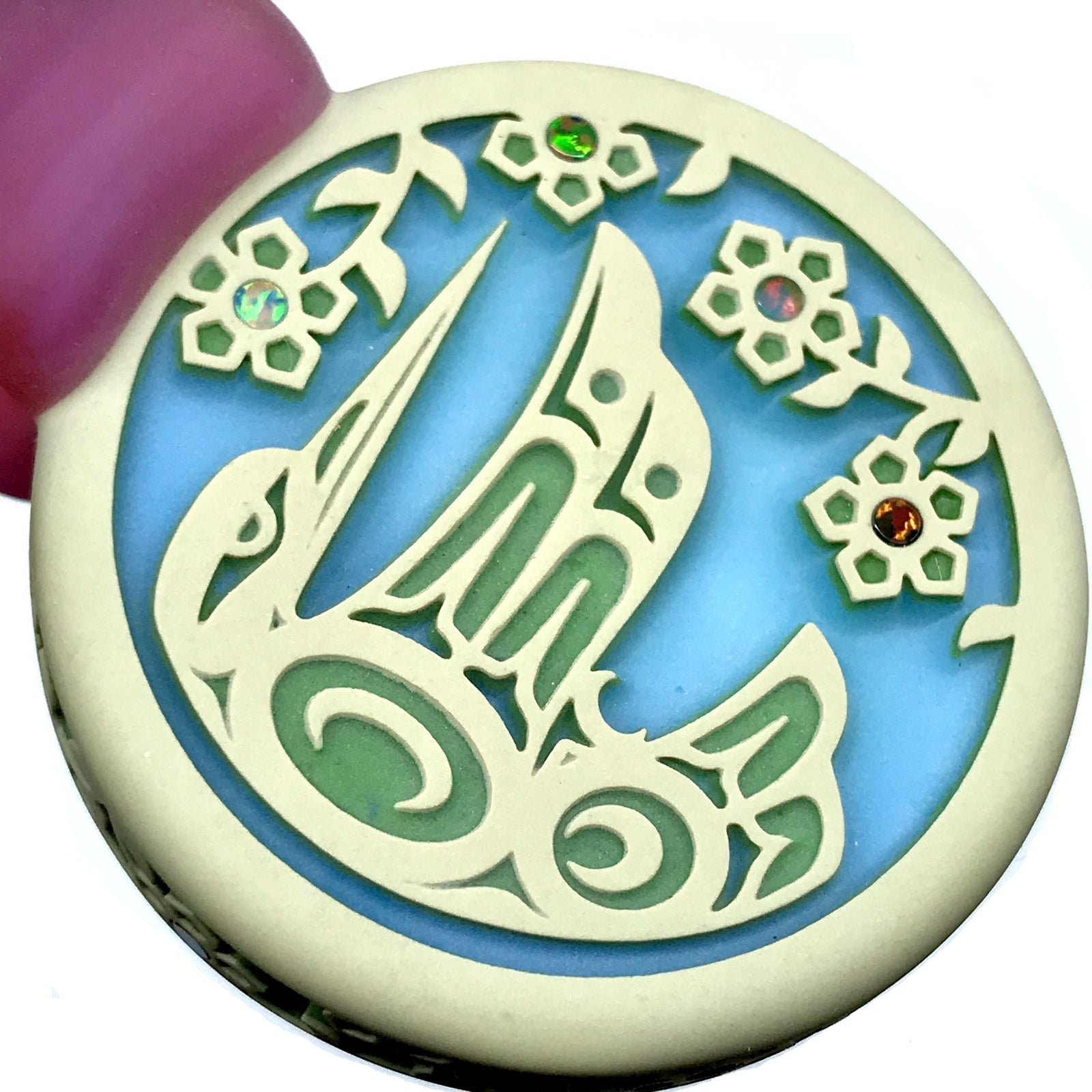 GlassMaze Heady Humming Bird Pendant with Opal Inlays
