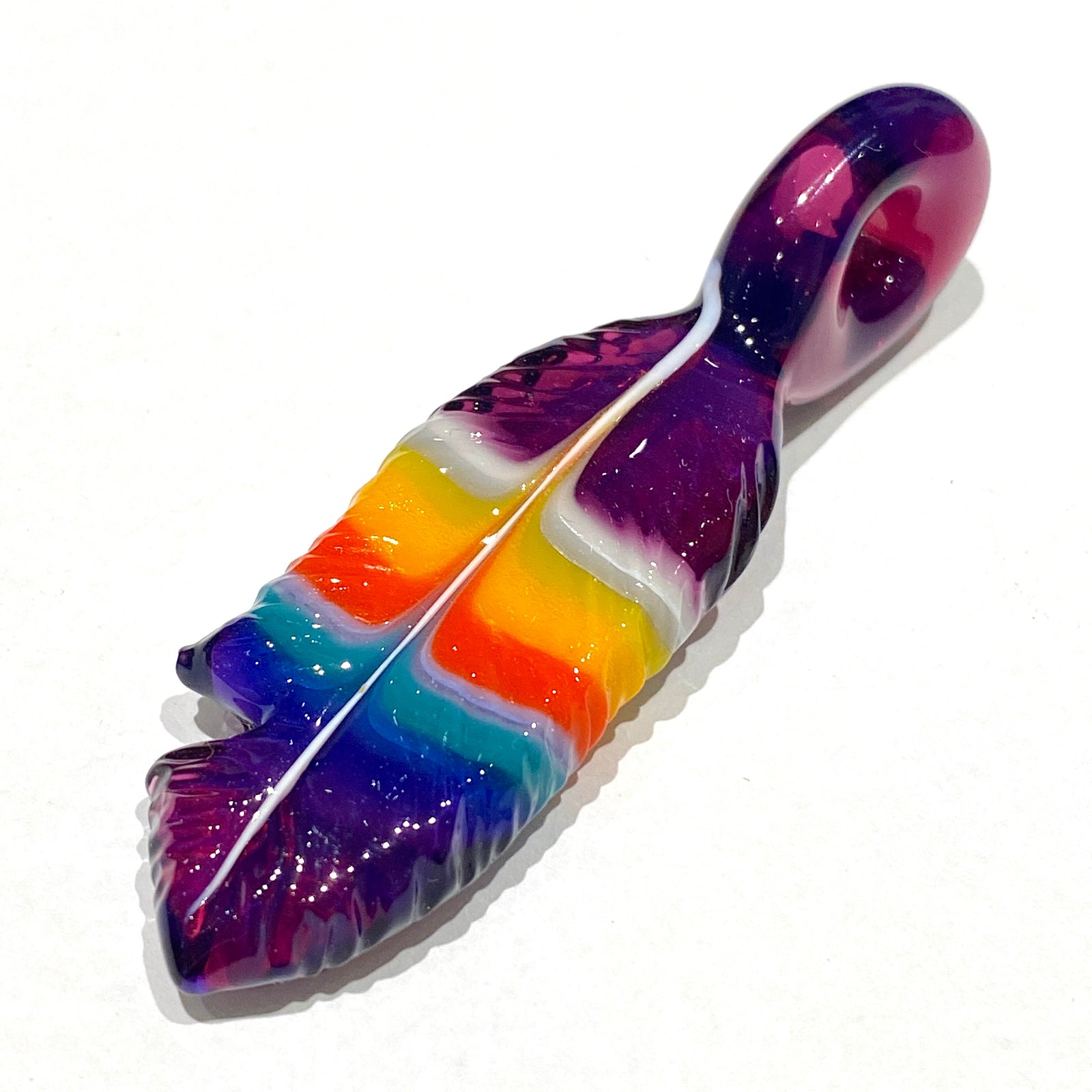 R3G15 Glass Small Pendleton Feather Pendant #2