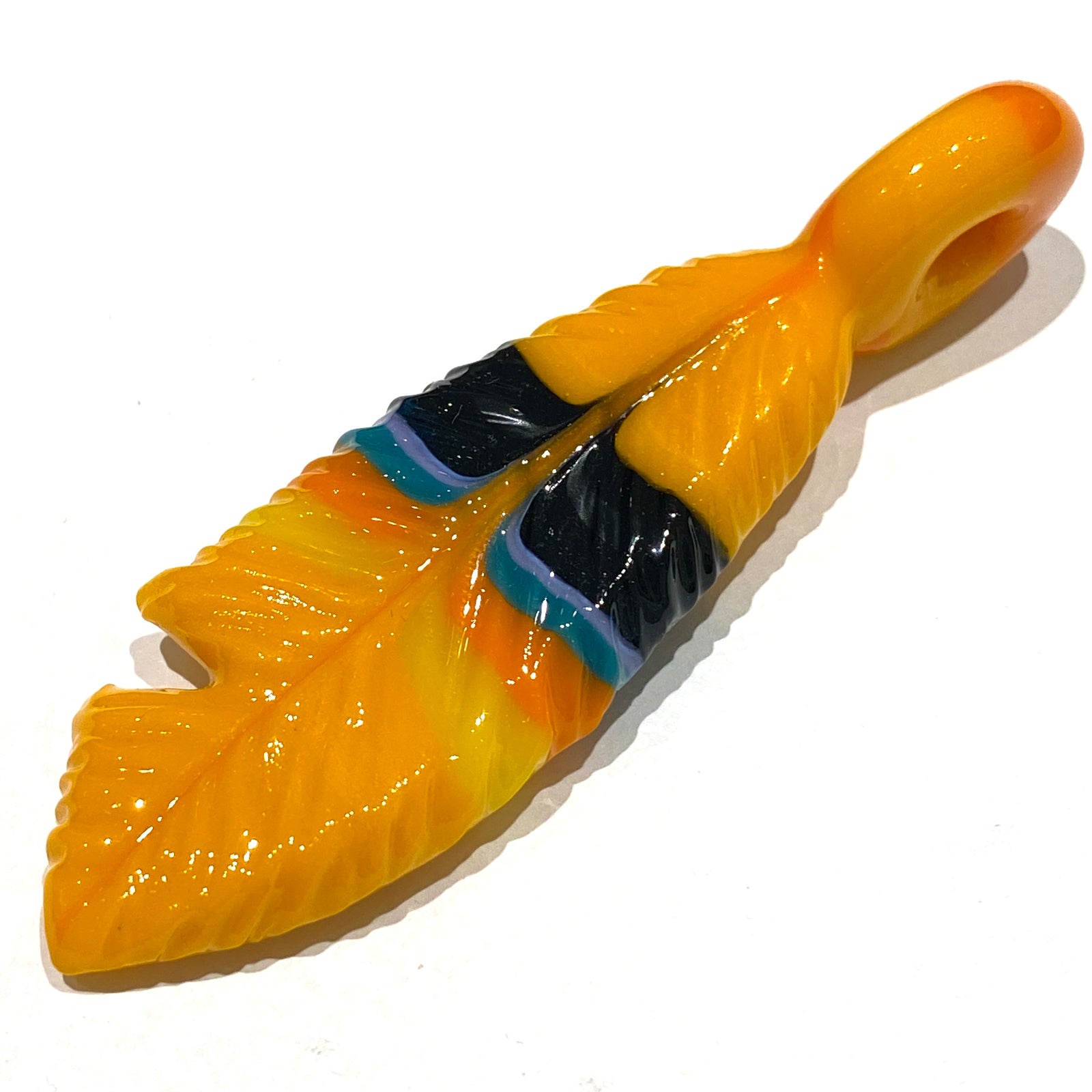 R3G15 Glass Medium Pendleton Feather Pendant #3