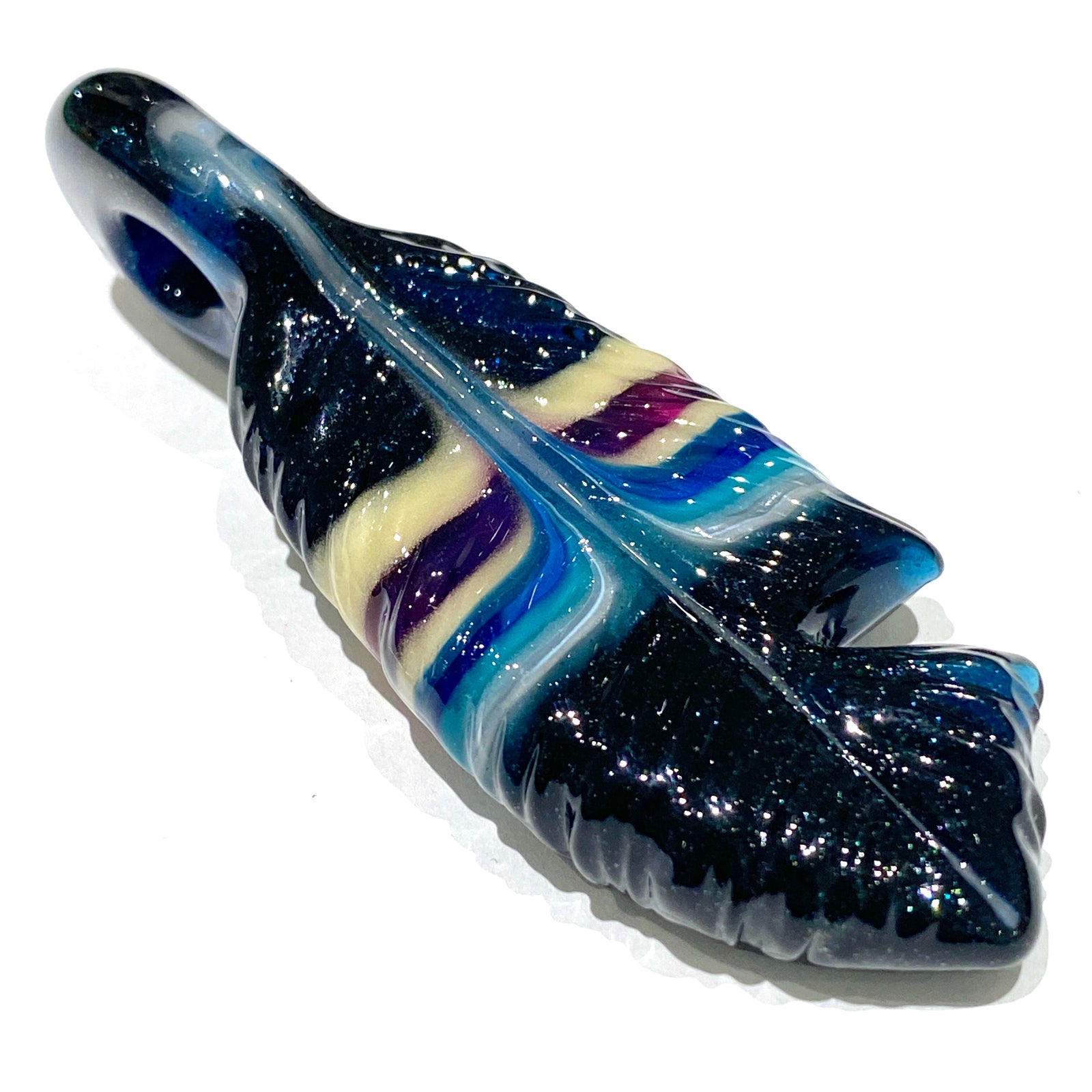 R3G15 Glass Medium Pendleton Feather Pendant #2