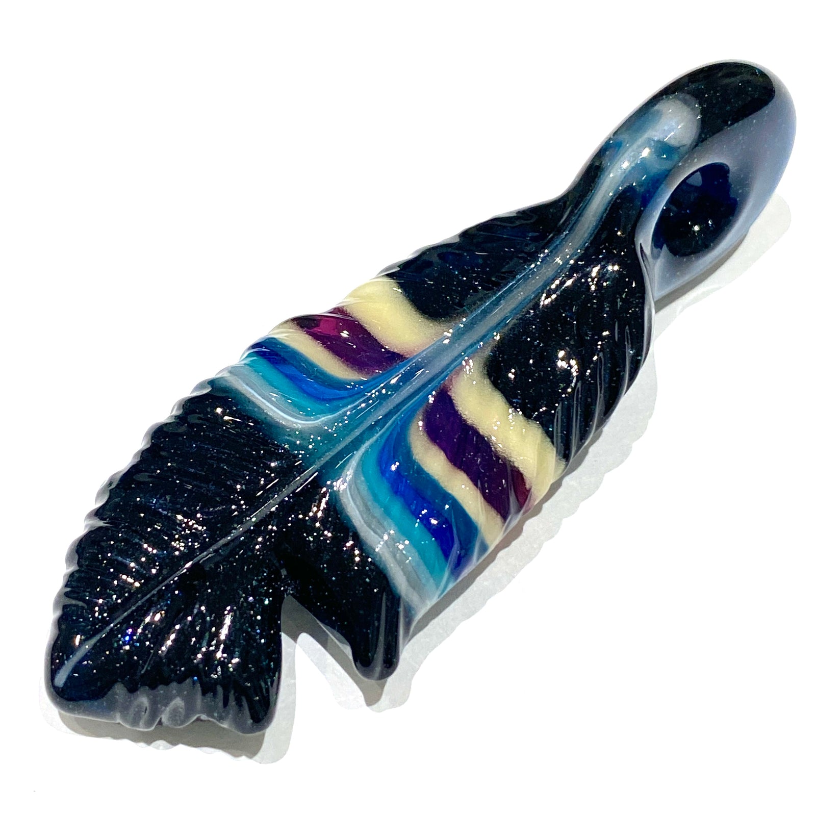 R3G15 Glass Medium Pendleton Feather Pendant #2