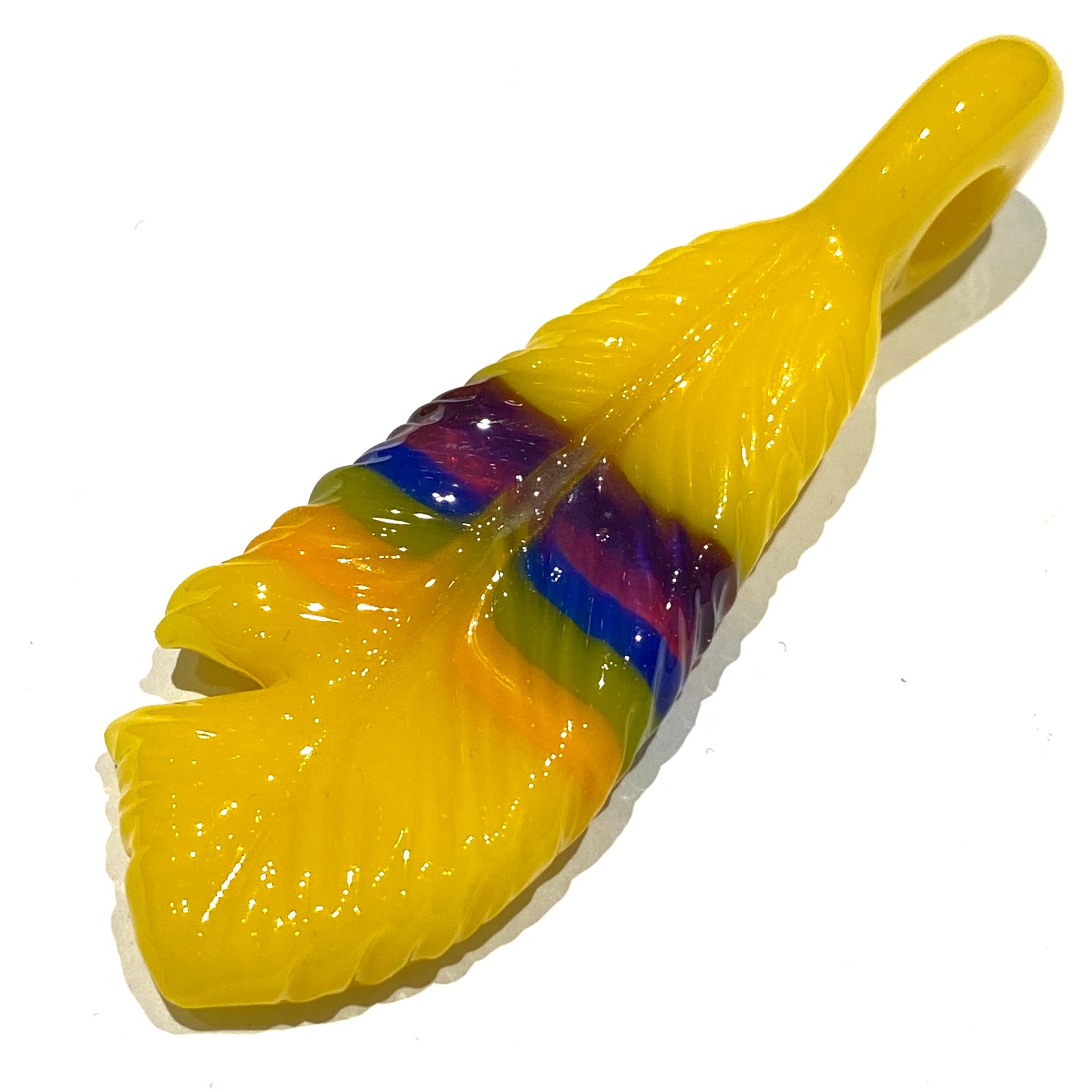 R3G15 Glass Medium Pendleton Feather Pendant #7