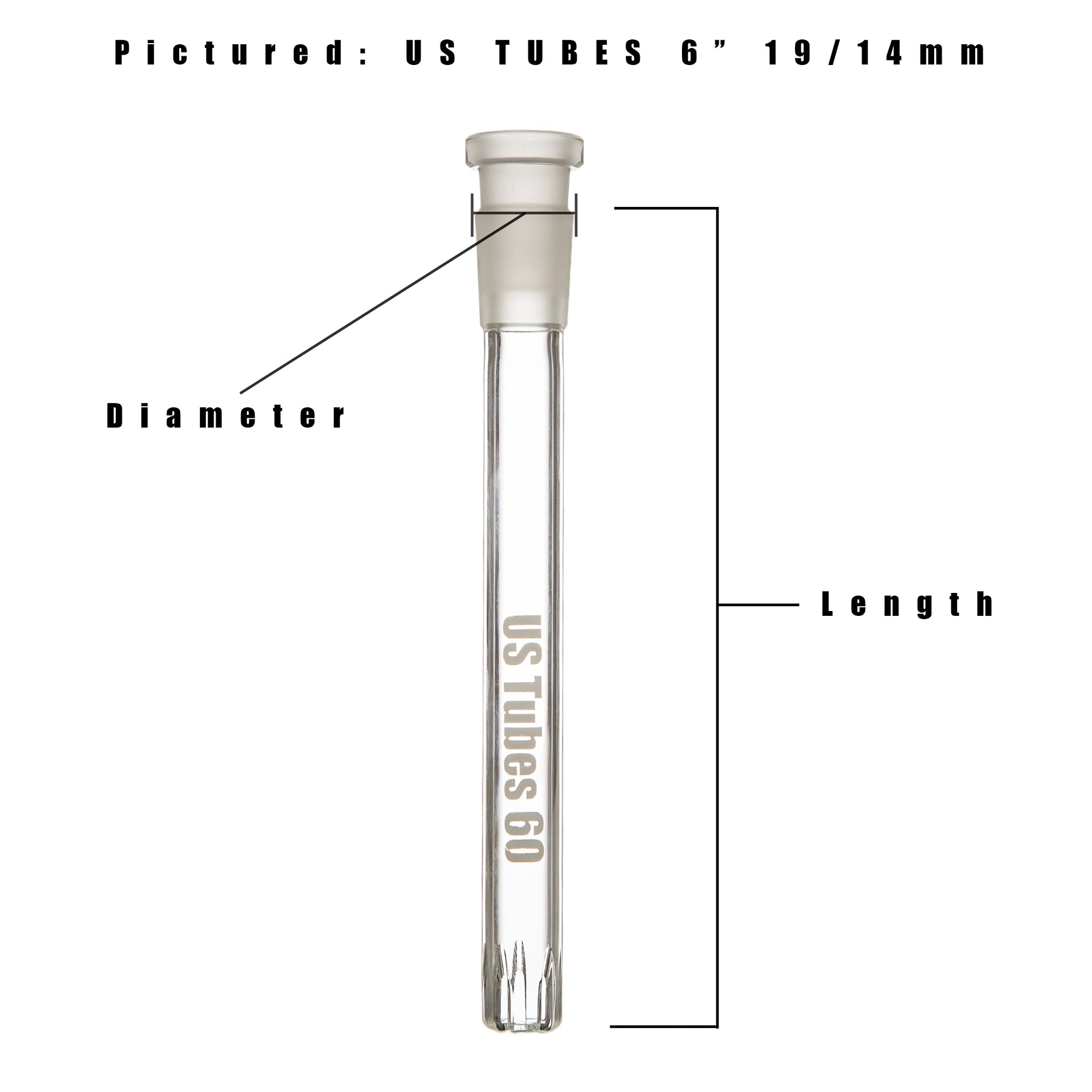 Downstem Sizing Guide Showing length and diameter.