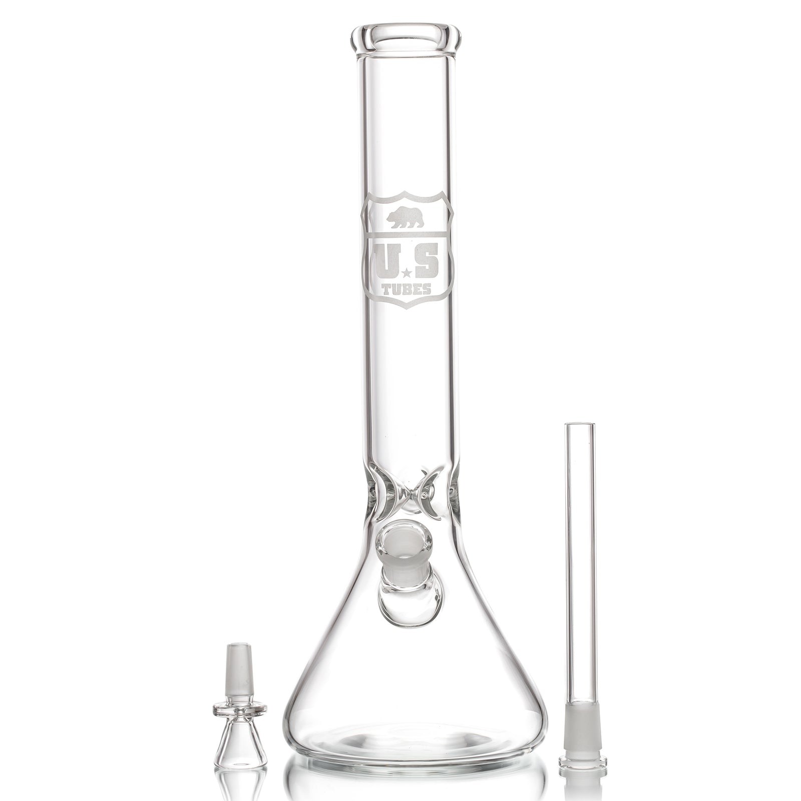 US Tubes 14 Inch Simple Beaker 50 x 5mm with Sandblasted Decal