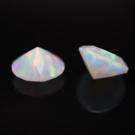 8mm Diamond Cut Opal by Ruby Pearl Co (White Opal)