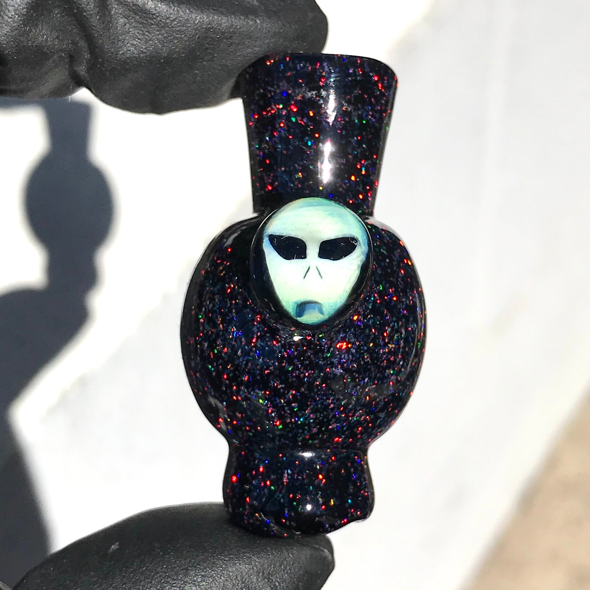 Hoyer Glass Spinner Cap with Milli Image and Matching Milli Terp Pearl (Crushed Opal) show variant 