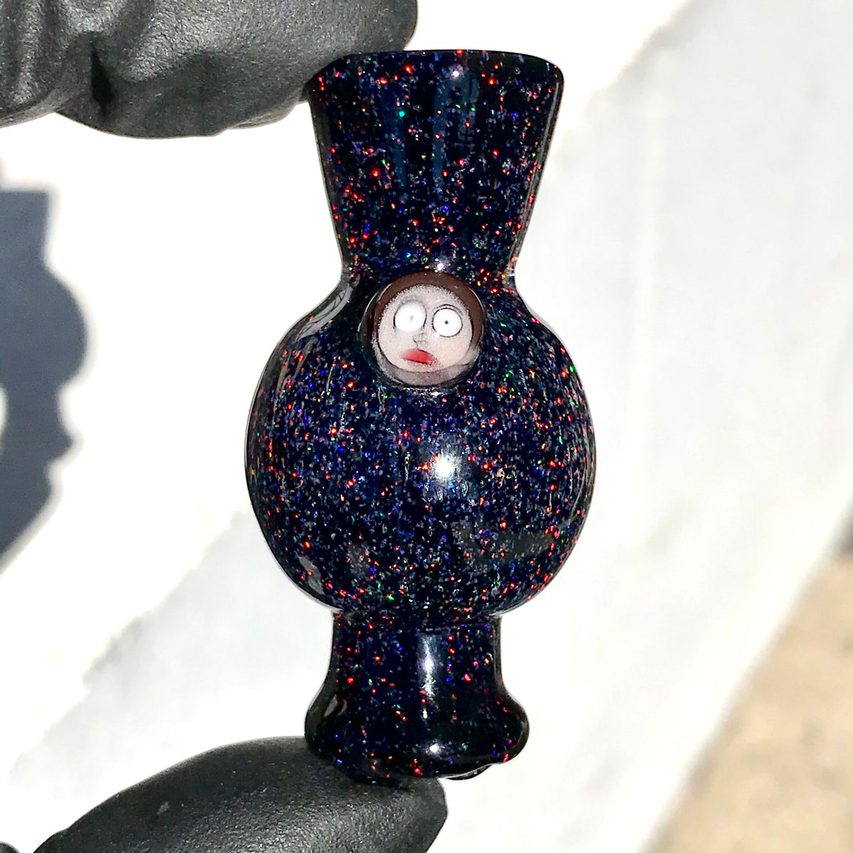 Hoyer Glass Spinner Cap with Milli Image and Matching Milli Terp Pearl (Crushed Opal) show variant 