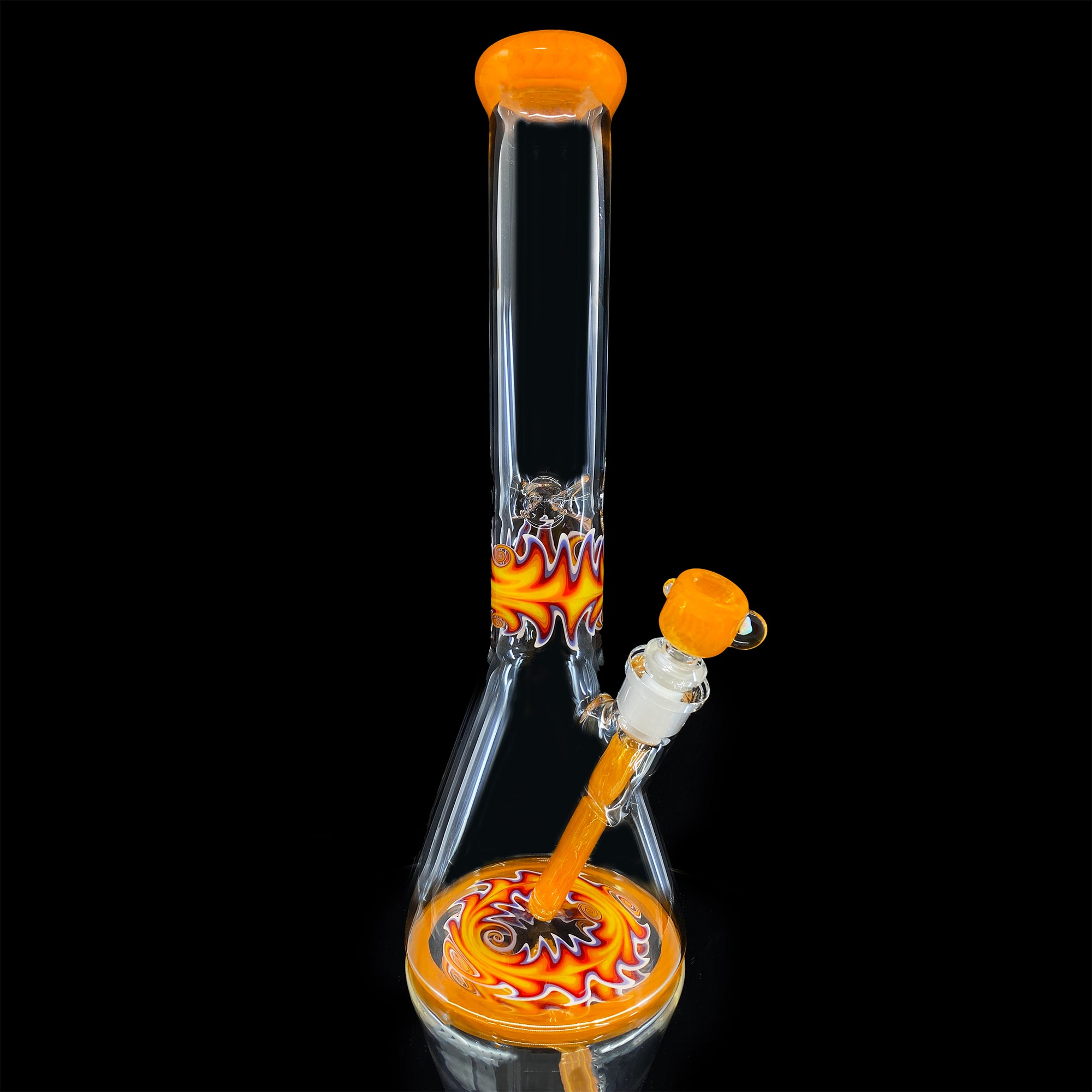 Vetro x Trademark Glass Custom Worked Beaker (Fire Fade to Clear)