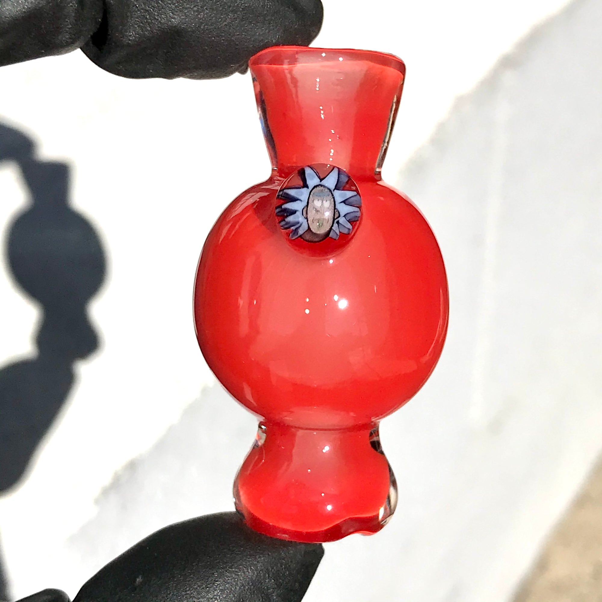 Hoyer Glass Spinner Cap with Milli Image and Matching Milli Terp Pearl (Hot Sauce) show variant 