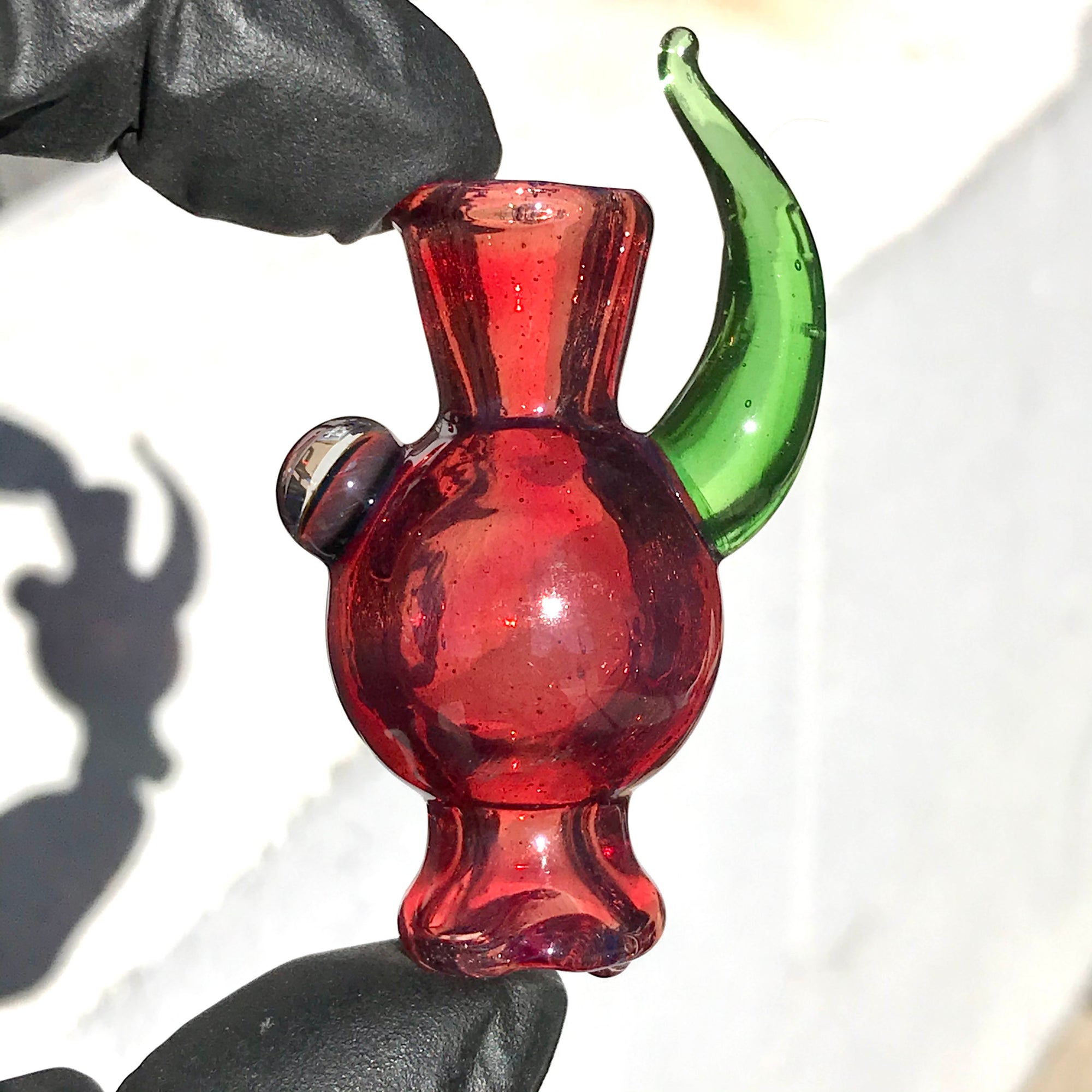 Hoyer Glass Spinner Cap with Milli Image and Matching Milli Terp Pearl (Pomegranate / Green Stardust) show variant 