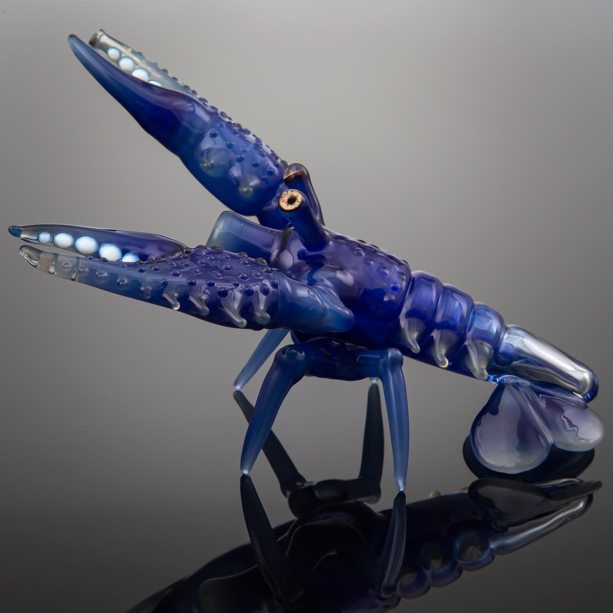 Lindemann Glass Blue Lobster Bubbler (Custom Blue Mix)