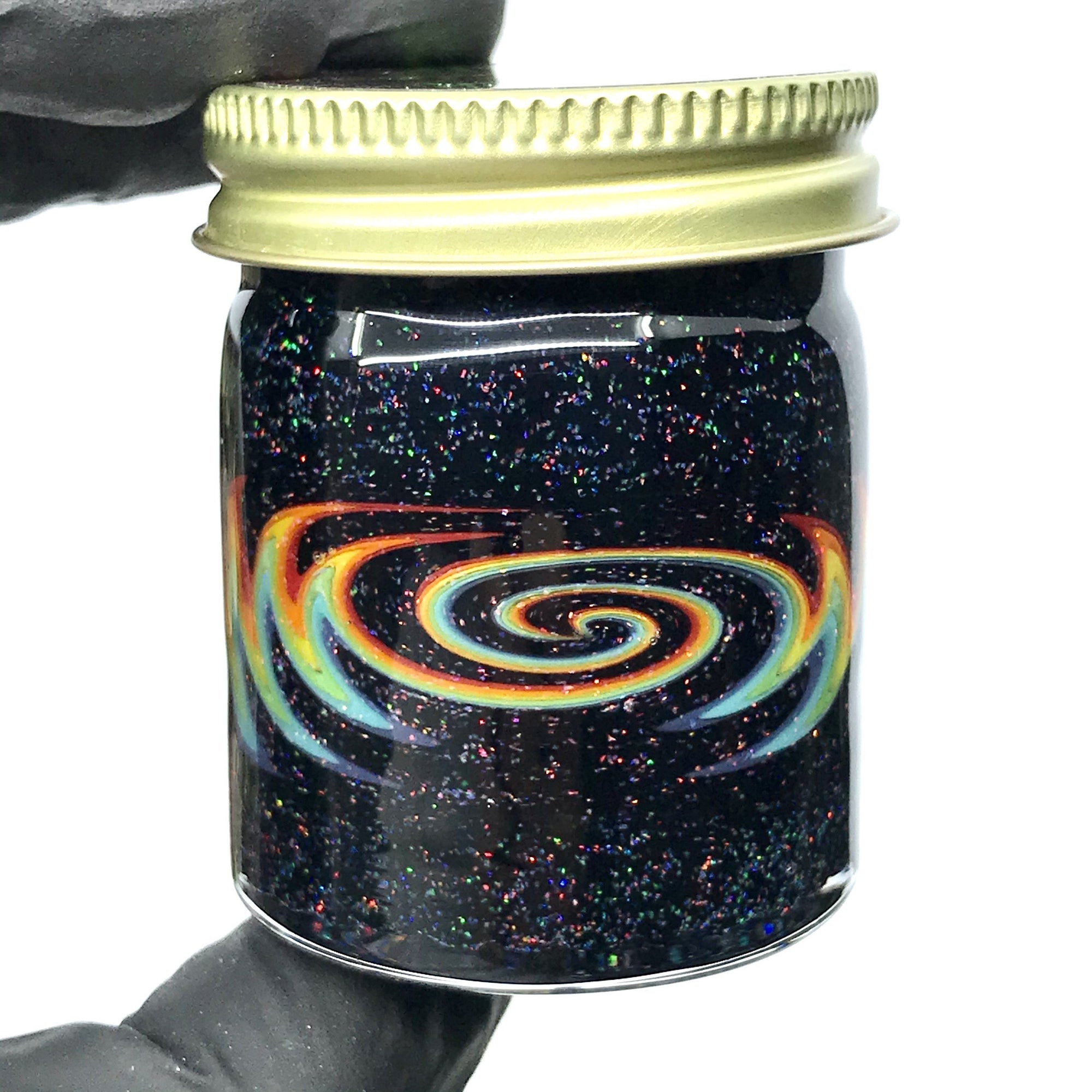 Crushed Opal with Rainbow Wig Wag Baller Jar