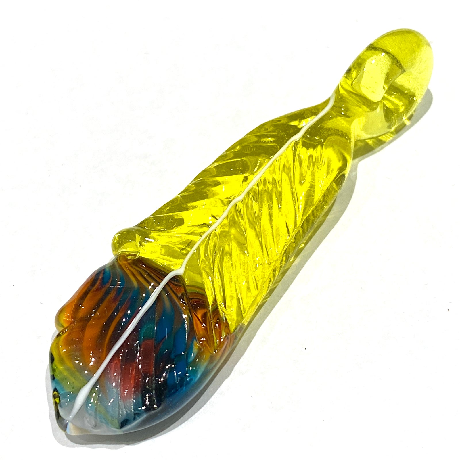 R3G15 Glass Tie Dye Feather Pendant #2