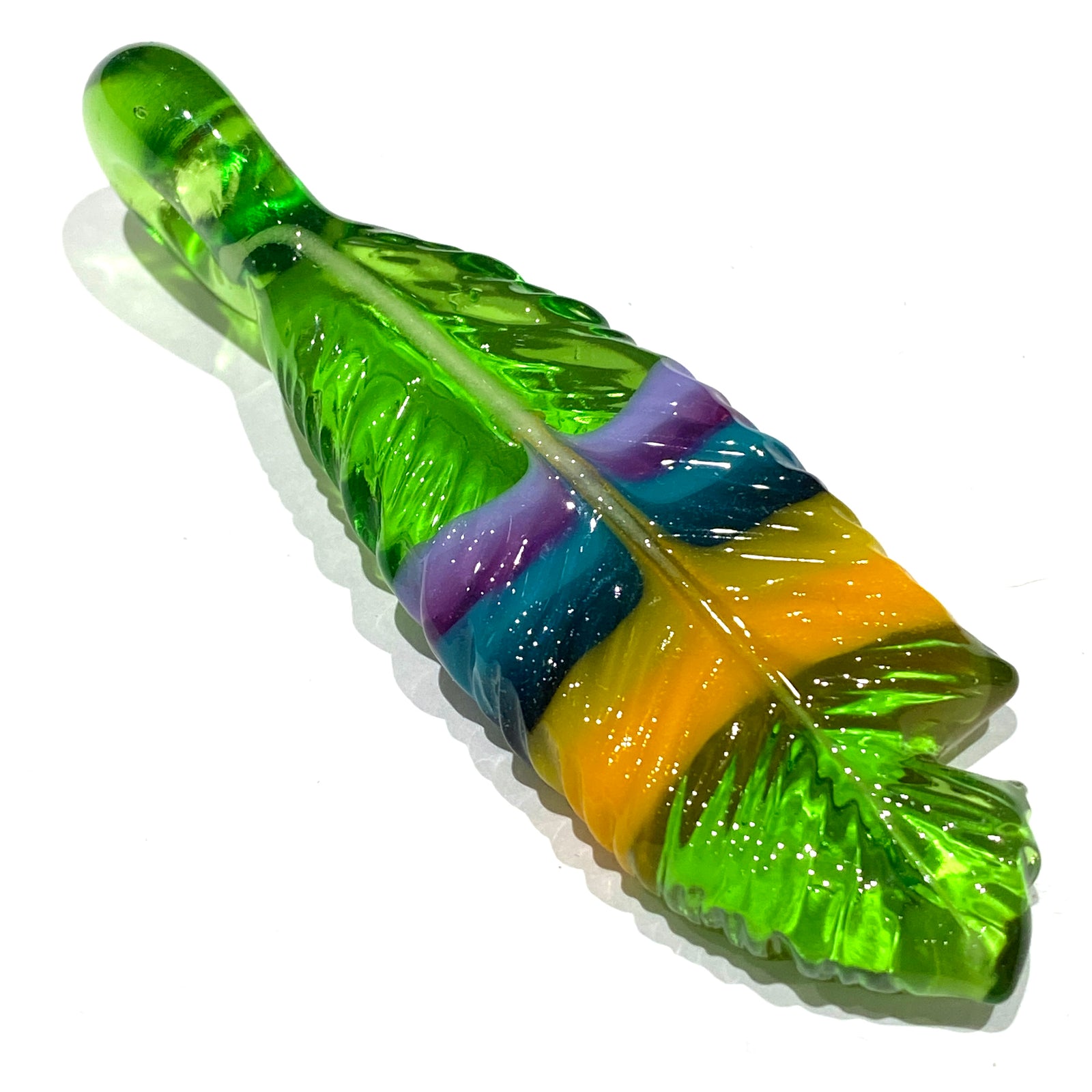R3G15 Glass Medium Pendleton Feather Pendant #4
