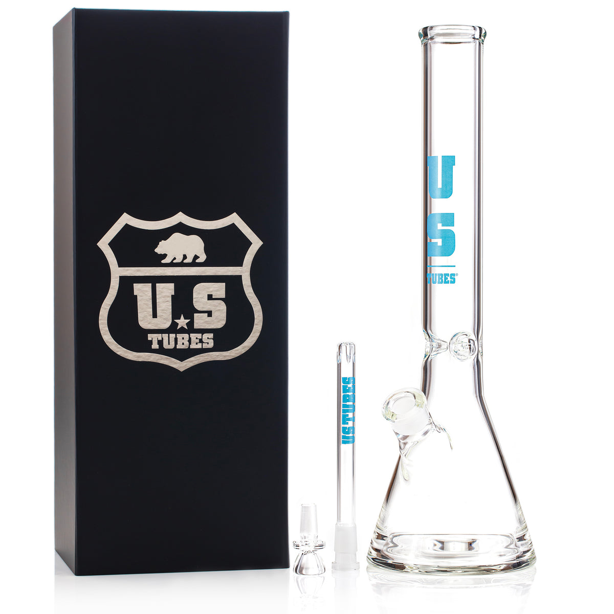 US Tubes 17 Inch Flagship Beaker 50 x 5mm with Display Box (Blue Block Decal)