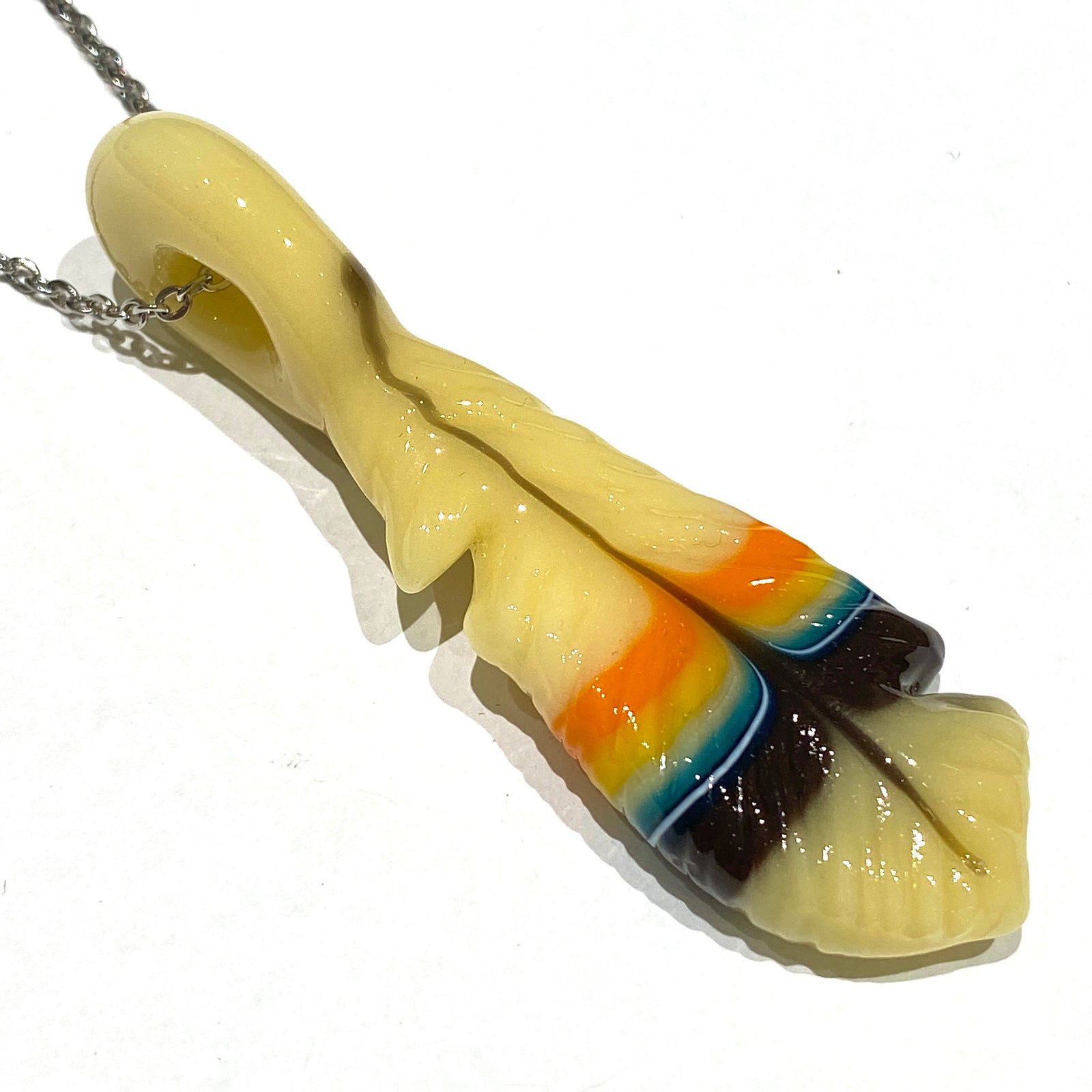 R3G15 Glass Small Pendleton Feather Pendant #5