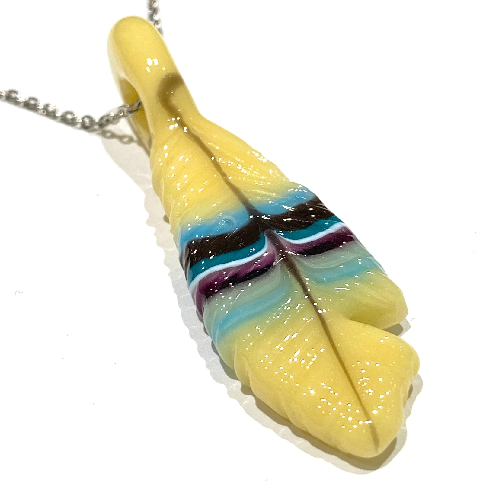 R3G15 Glass Small Pendleton Feather Pendant #6