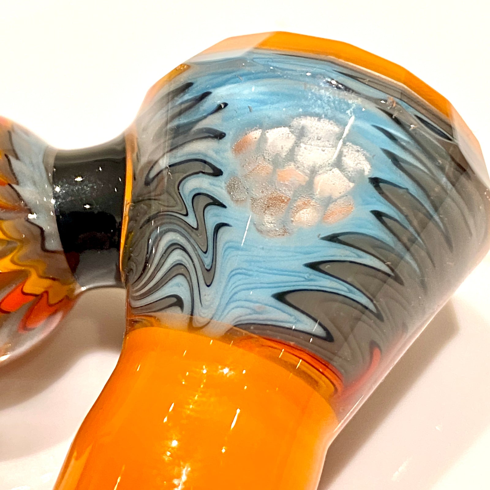 Chase Adams Orange Colored Joint with Fire and Ice Patterns 4 Hole Slide with Marble Handle (18mm)