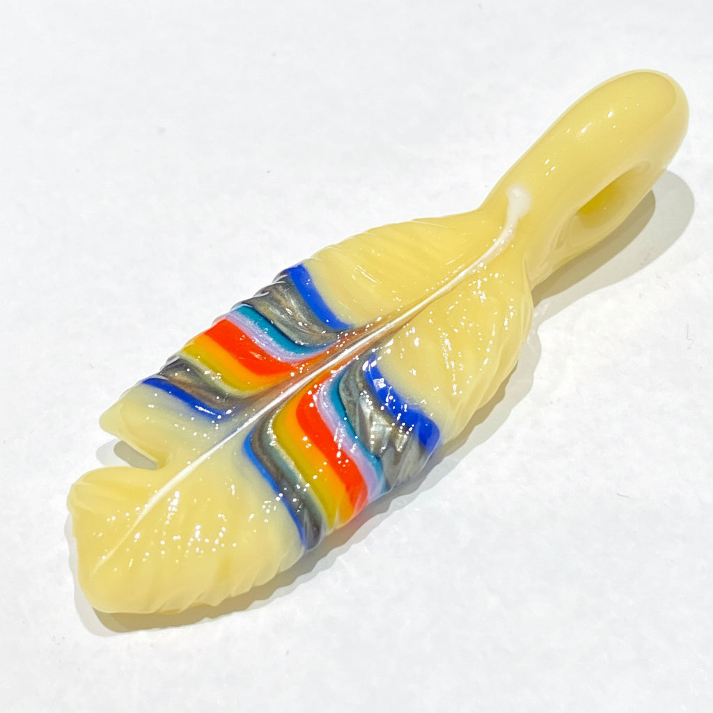 R3G15 Glass Small Pendleton Feather Pendant #4