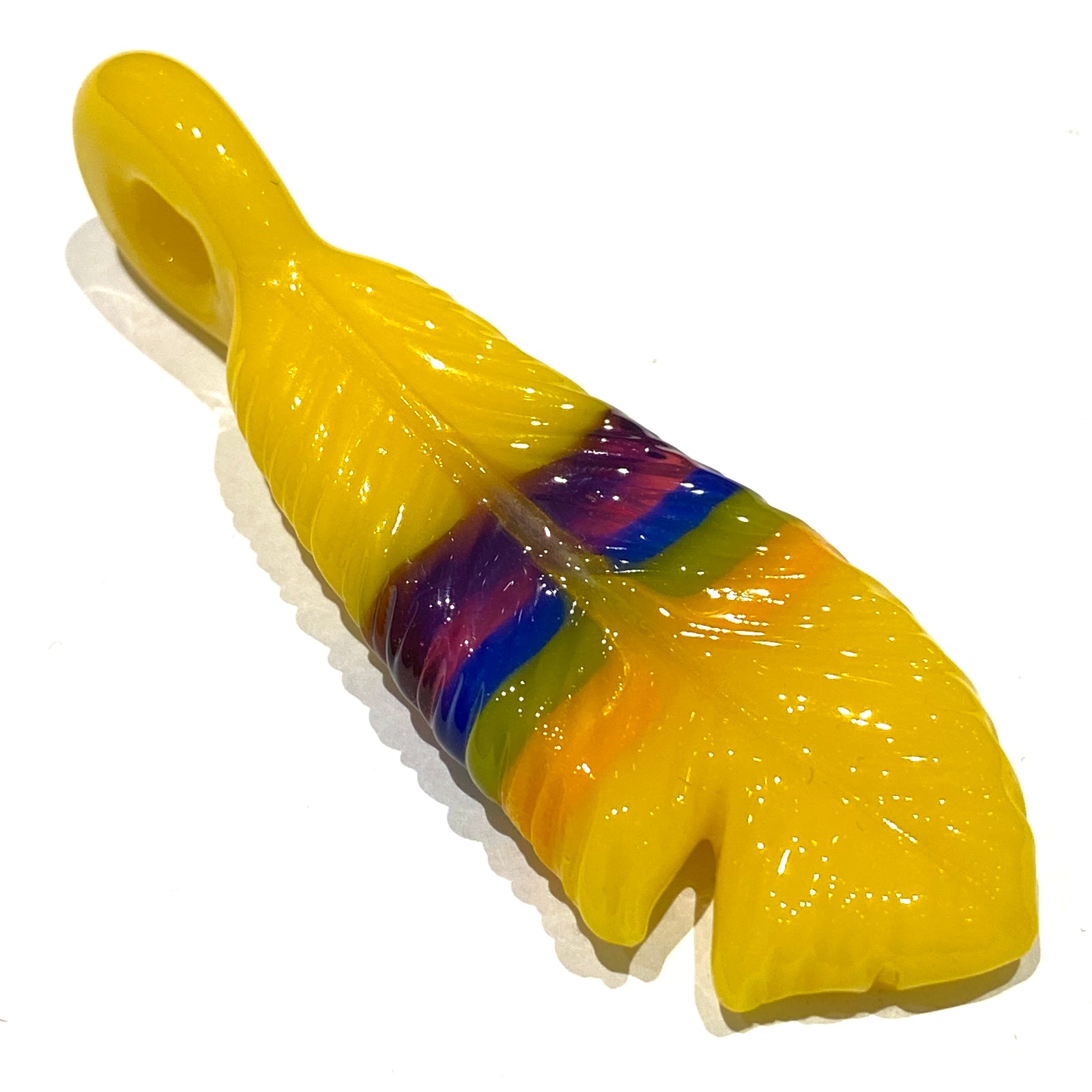 R3G15 Glass Medium Pendleton Feather Pendant #7