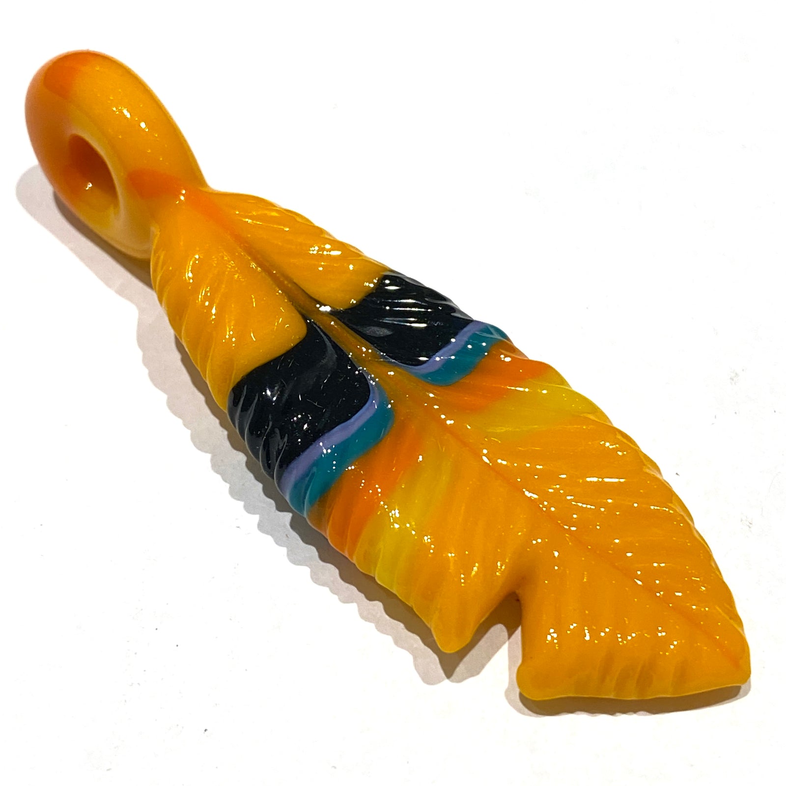 R3G15 Glass Medium Pendleton Feather Pendant #3