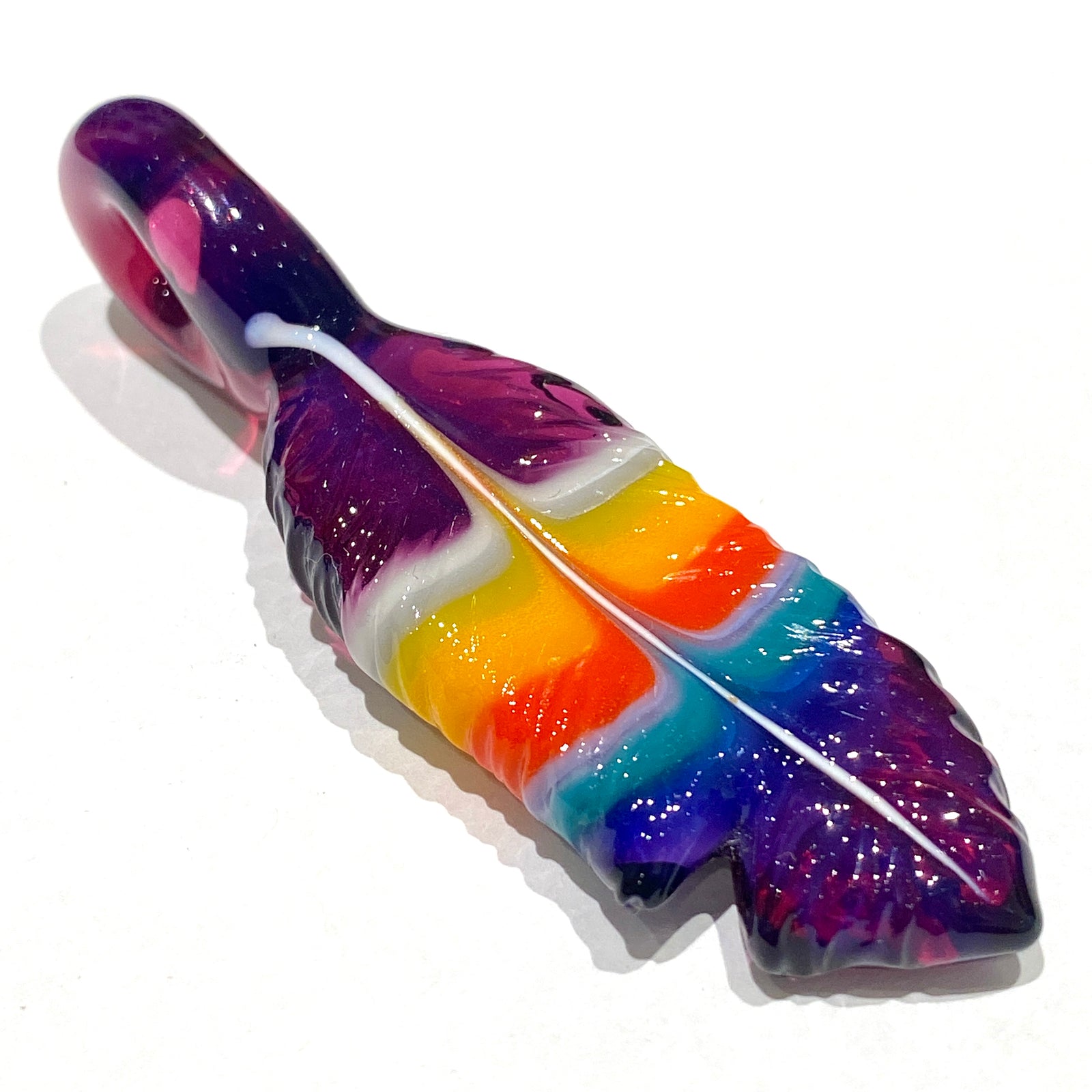 R3G15 Glass Small Pendleton Feather Pendant #2