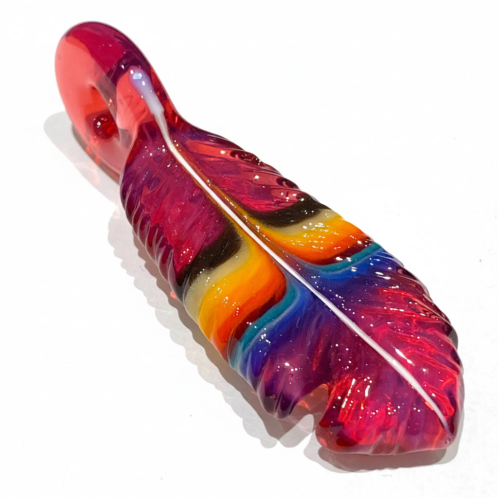 R3G15 Glass Small Pendleton Feather Pendant #1