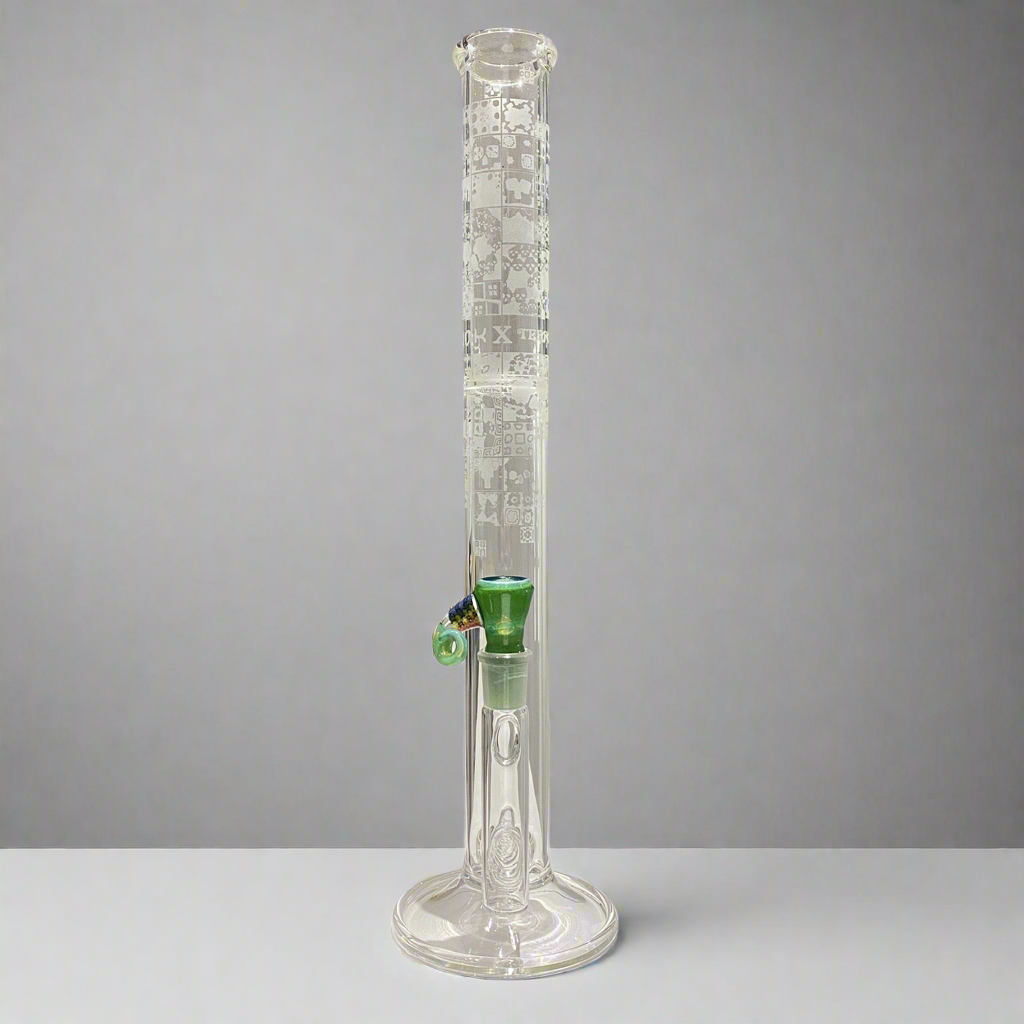 Terroir x Crunklestein Gridded Inline Tube with Fully Worked Slide (Green Stardust Over Ghost)