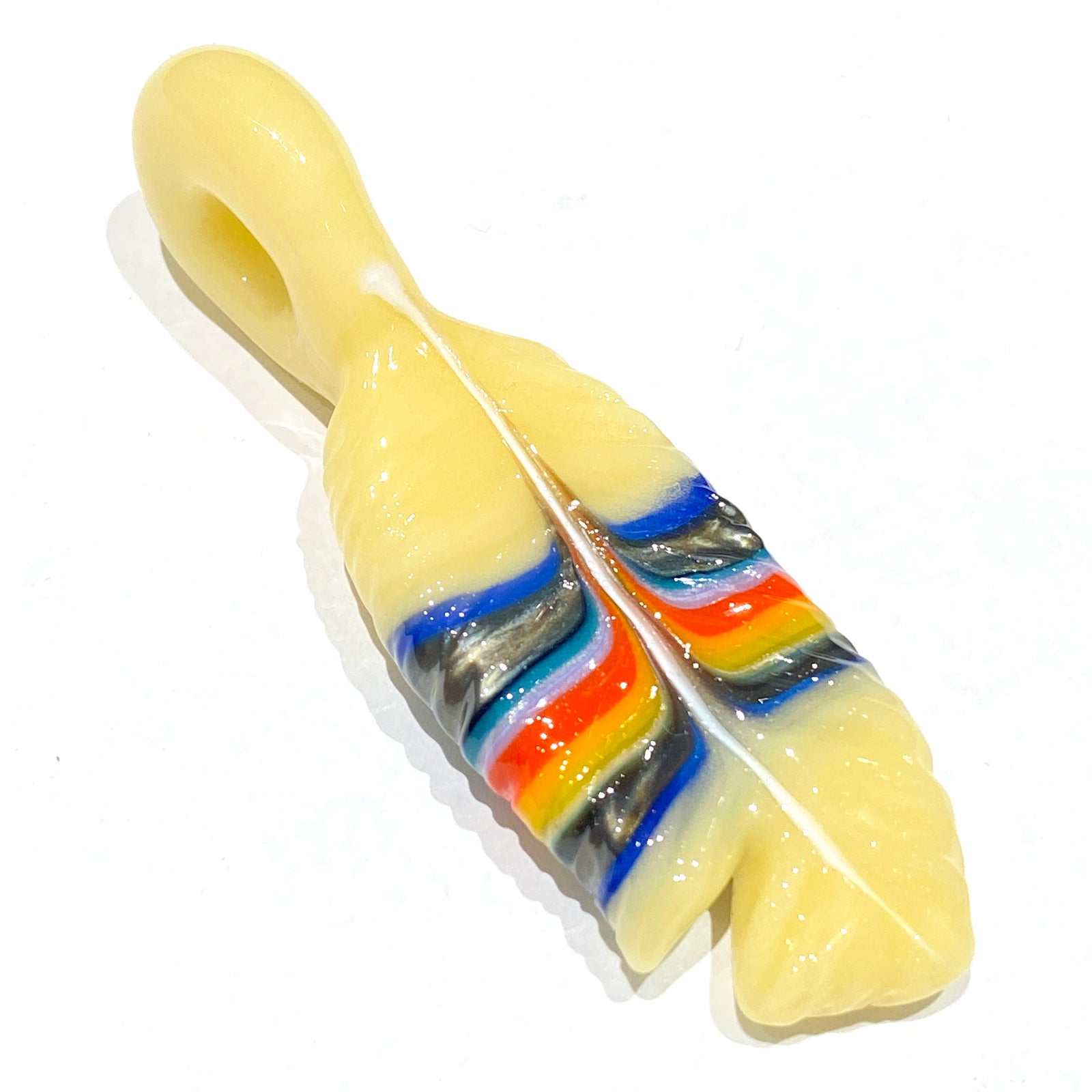 R3G15 Glass Small Pendleton Feather Pendant #4
