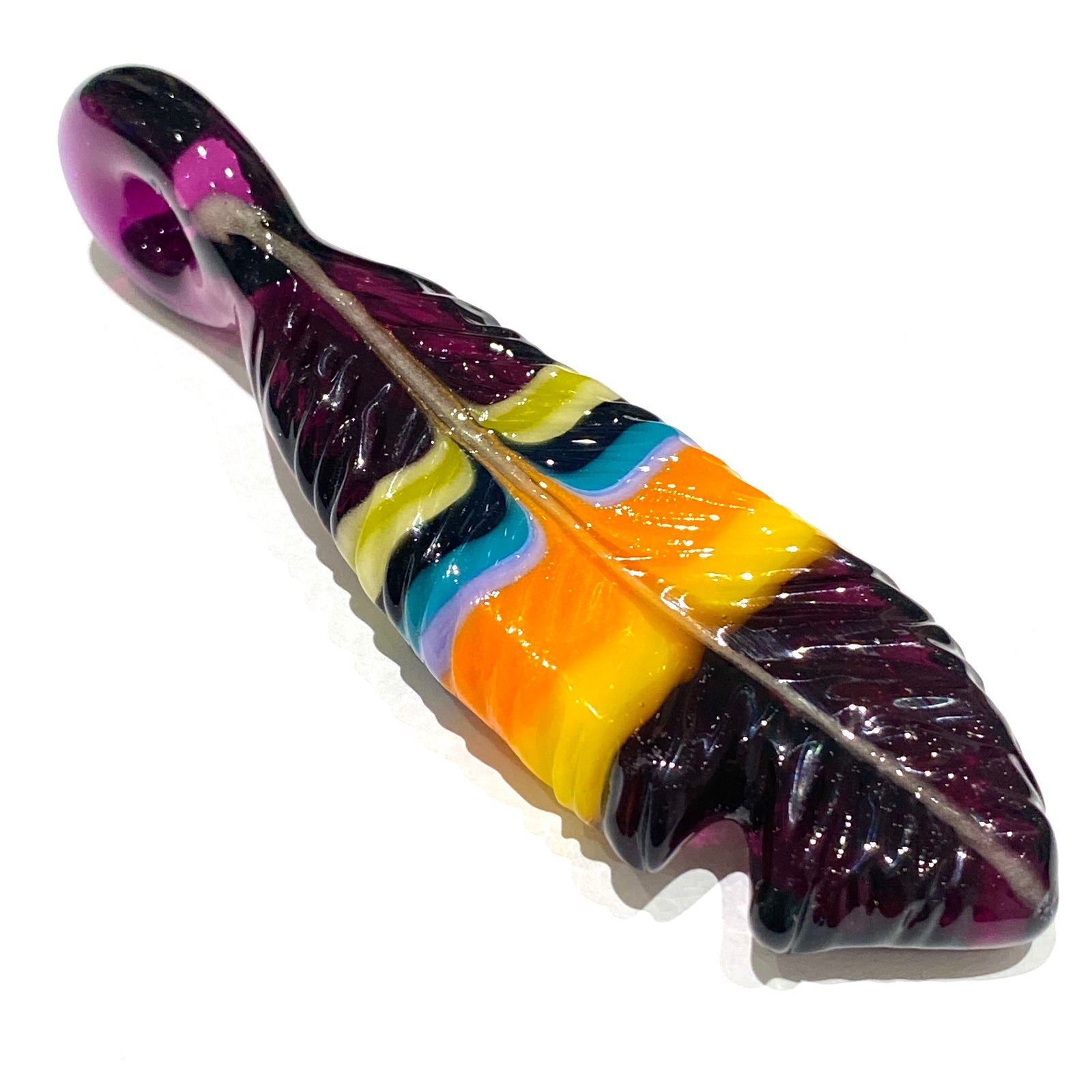 R3G15 Glass Medium Pendleton Feather Pendant #1