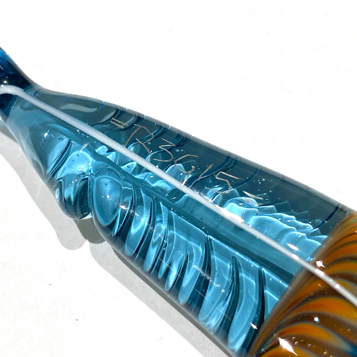 R3G15 Glass Tie Dye Feather Pendant #1