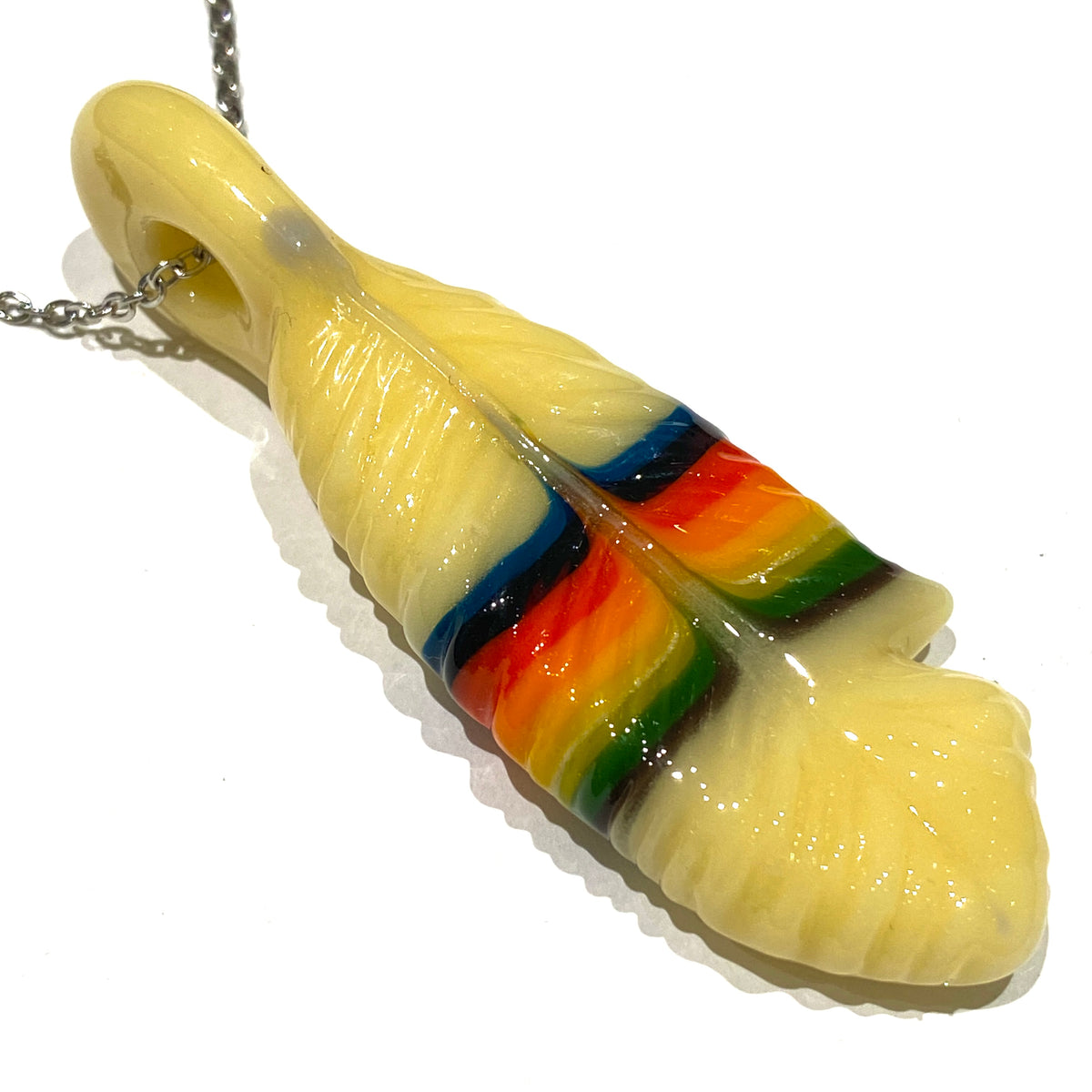 R3G15 Glass Medium Pendleton Feather Pendant #6
