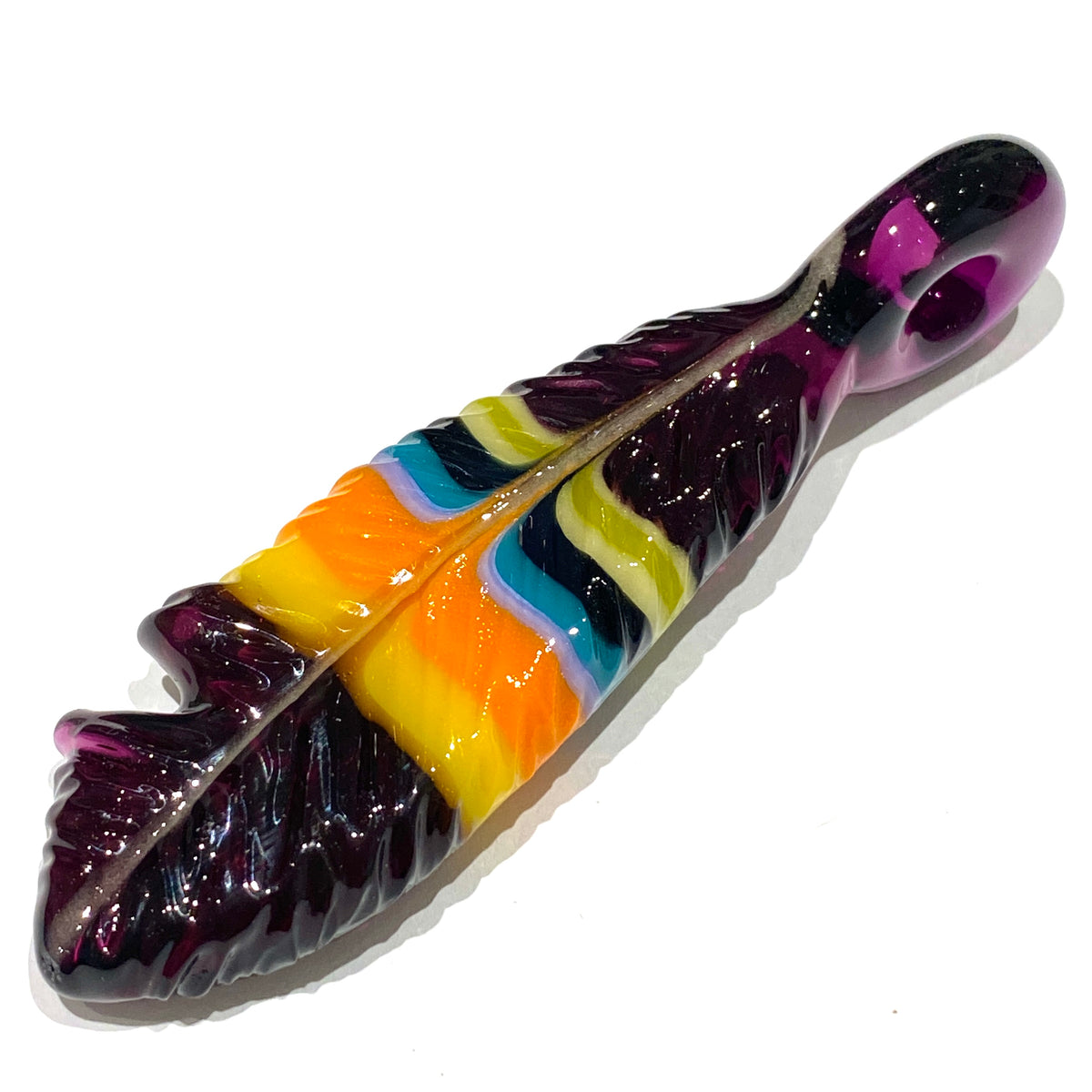 R3G15 Glass Medium Pendleton Feather Pendant #1