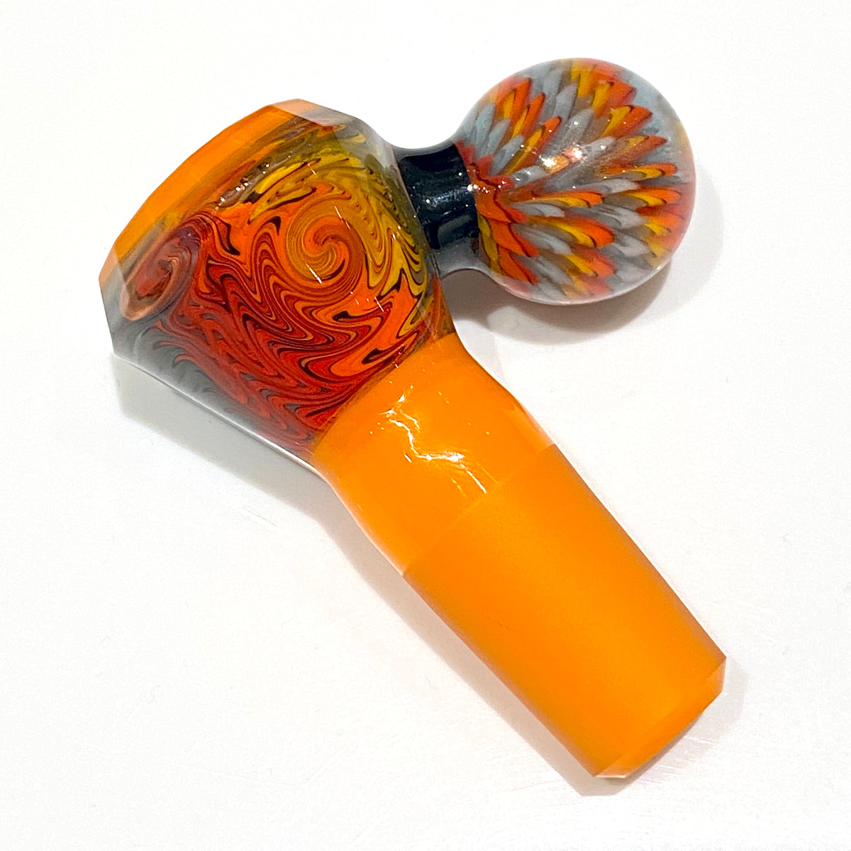 Chase Adams Orange Colored Joint with Fire and Ice Patterns 4 Hole Slide with Marble Handle (18mm)