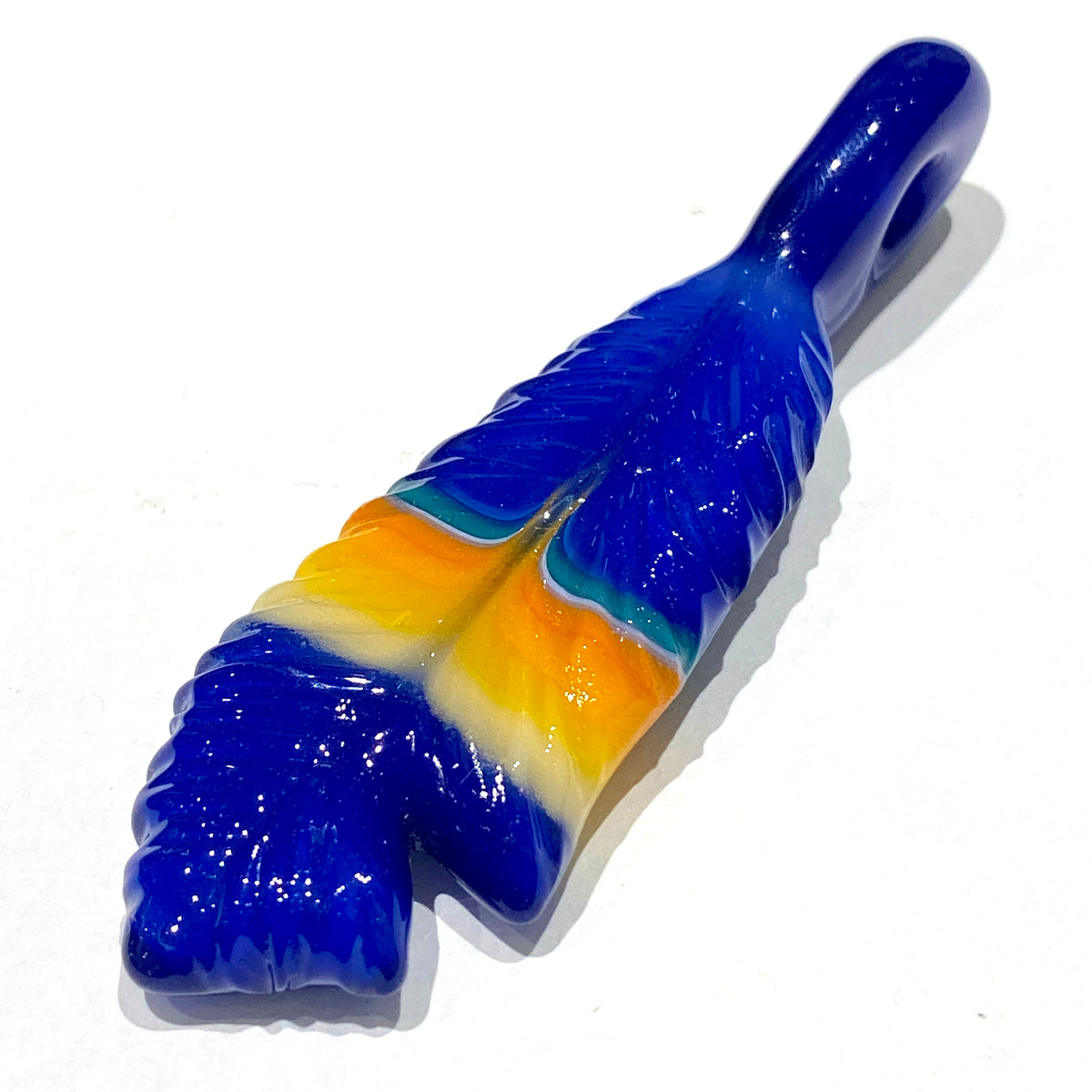 R3G15 Glass Small Pendleton Feather Pendant #3