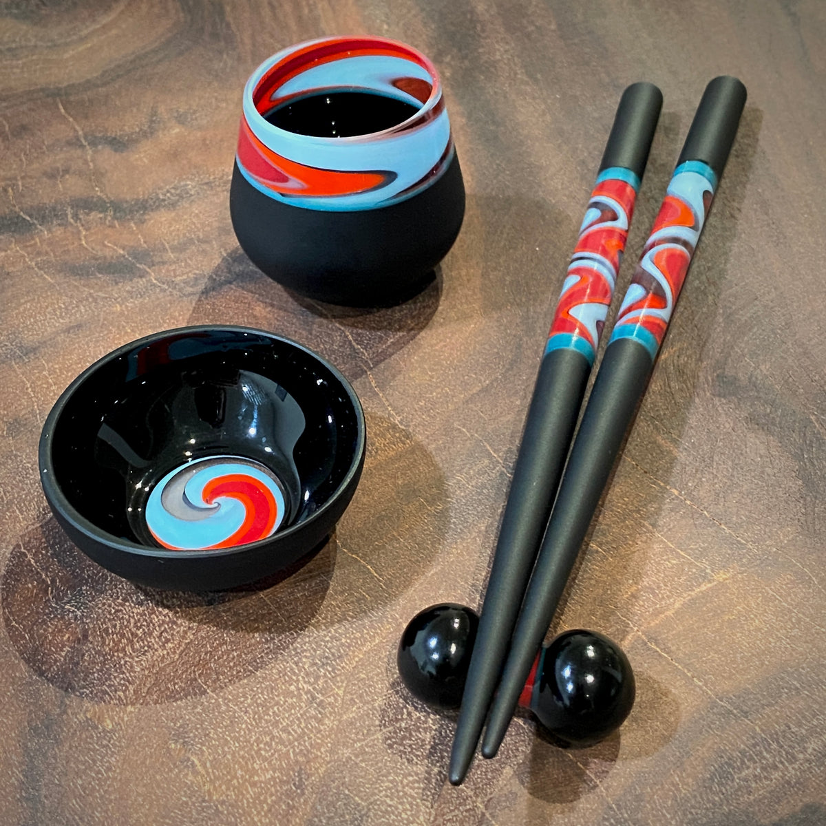 Emily Marie Glass Chopstick Set with Sake Cup #1