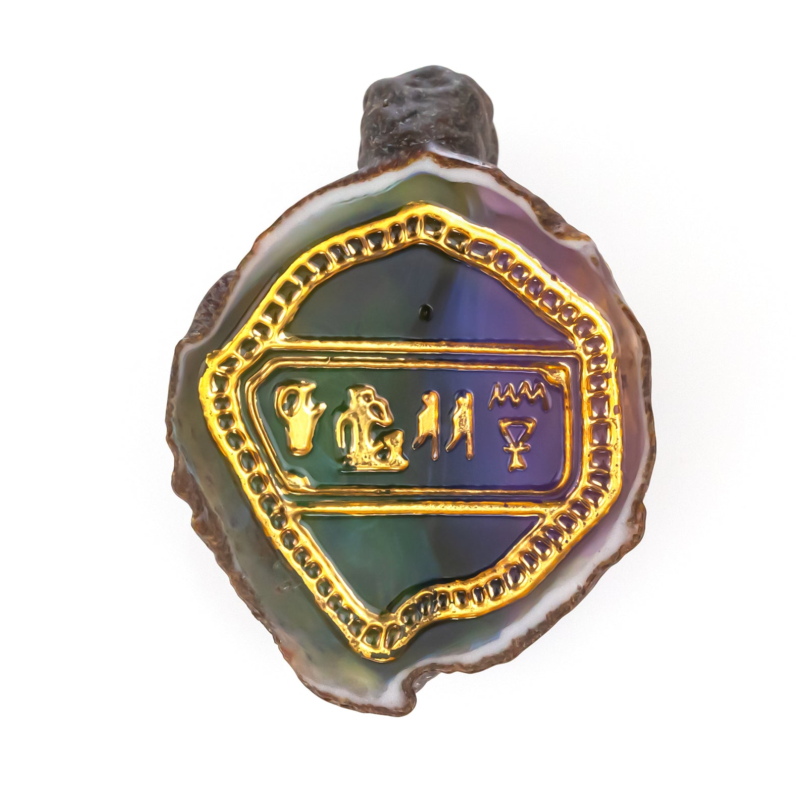 Green-T Sliced Rainbow Rock with 23K Gold Inlay (1)