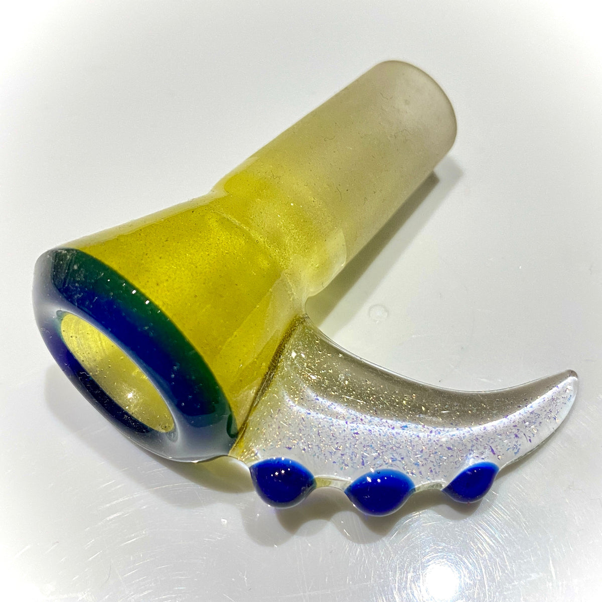 Chase Adams Custom Color Yellow and White Satin 4 Hole Slide with Dichro Flat Horn (18mm)