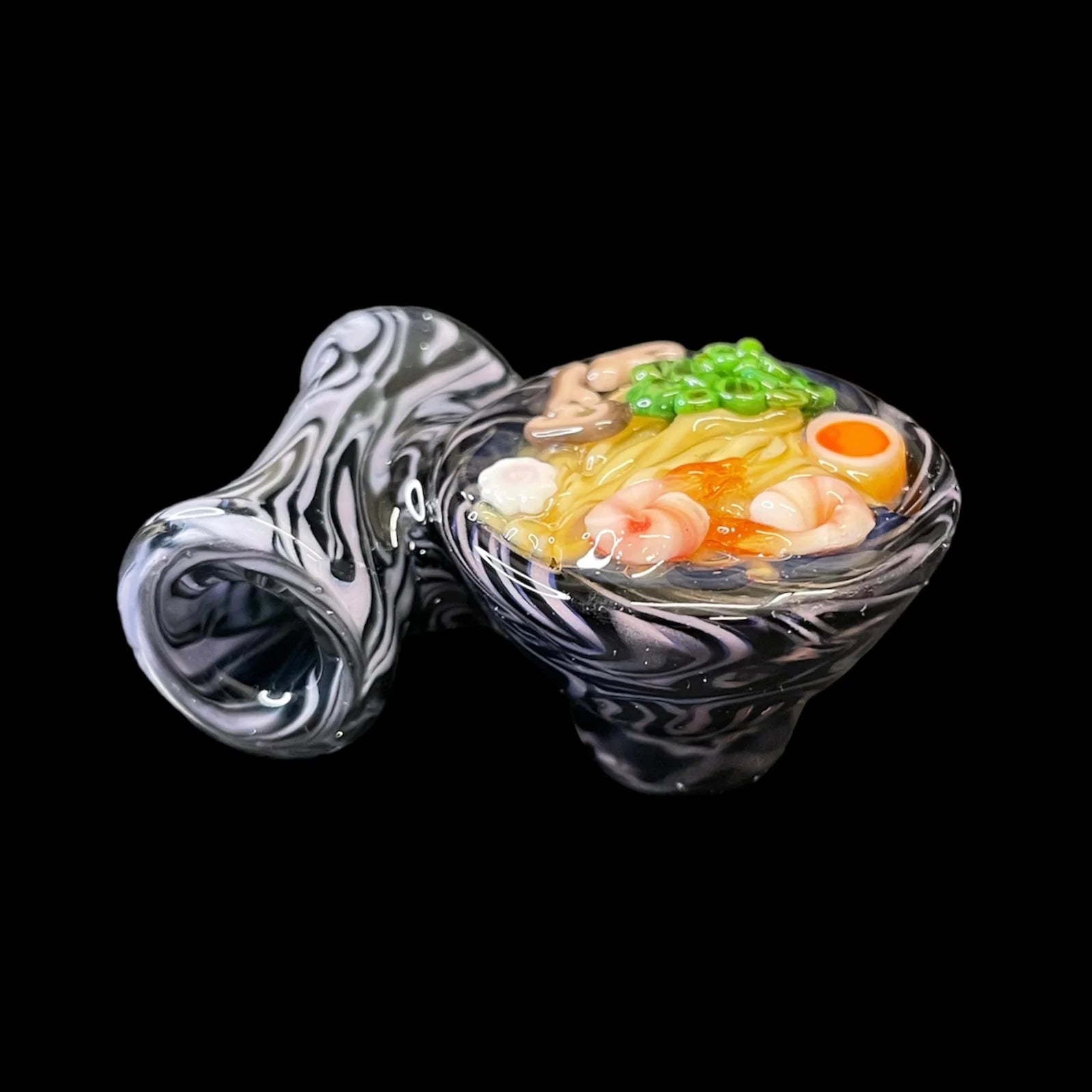 Purple & Black Nami Ramen Pendant by Dojo Glass