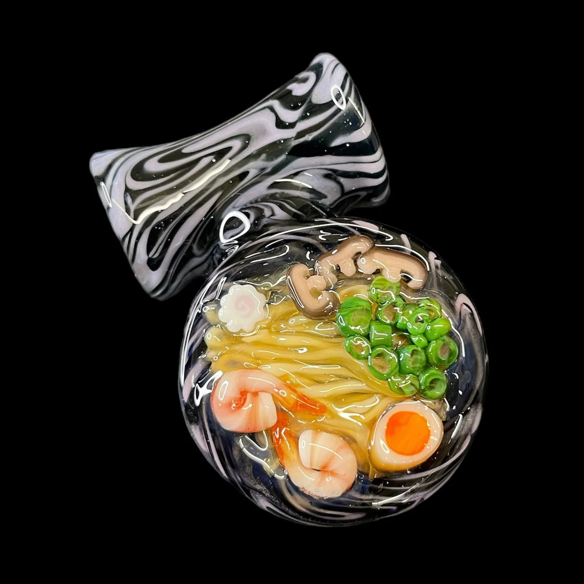 Purple & Black Nami Ramen Pendant by Dojo Glass