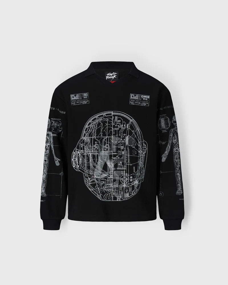 Schematic Long Sleeve Polo (Black)