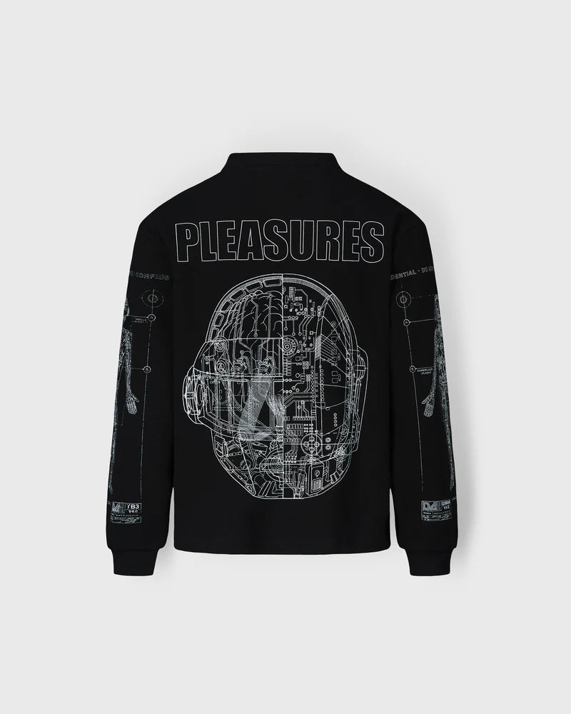 Schematic Long Sleeve Polo (Black)
