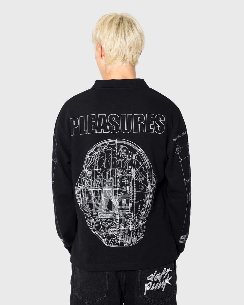 Schematic Long Sleeve Polo (Black)
