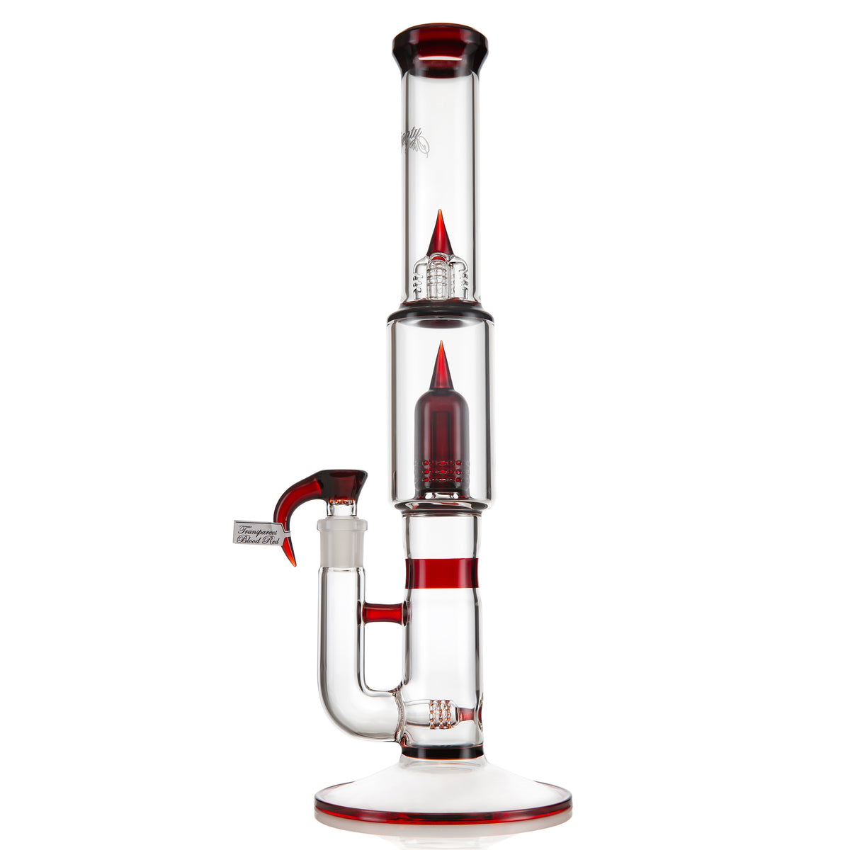 Sovereignty  Glass Mini grid dome – 3cut 360 grid stemline – full accent w/ full color dome and accented reduction band and seals – straight neck w/ splashguard
