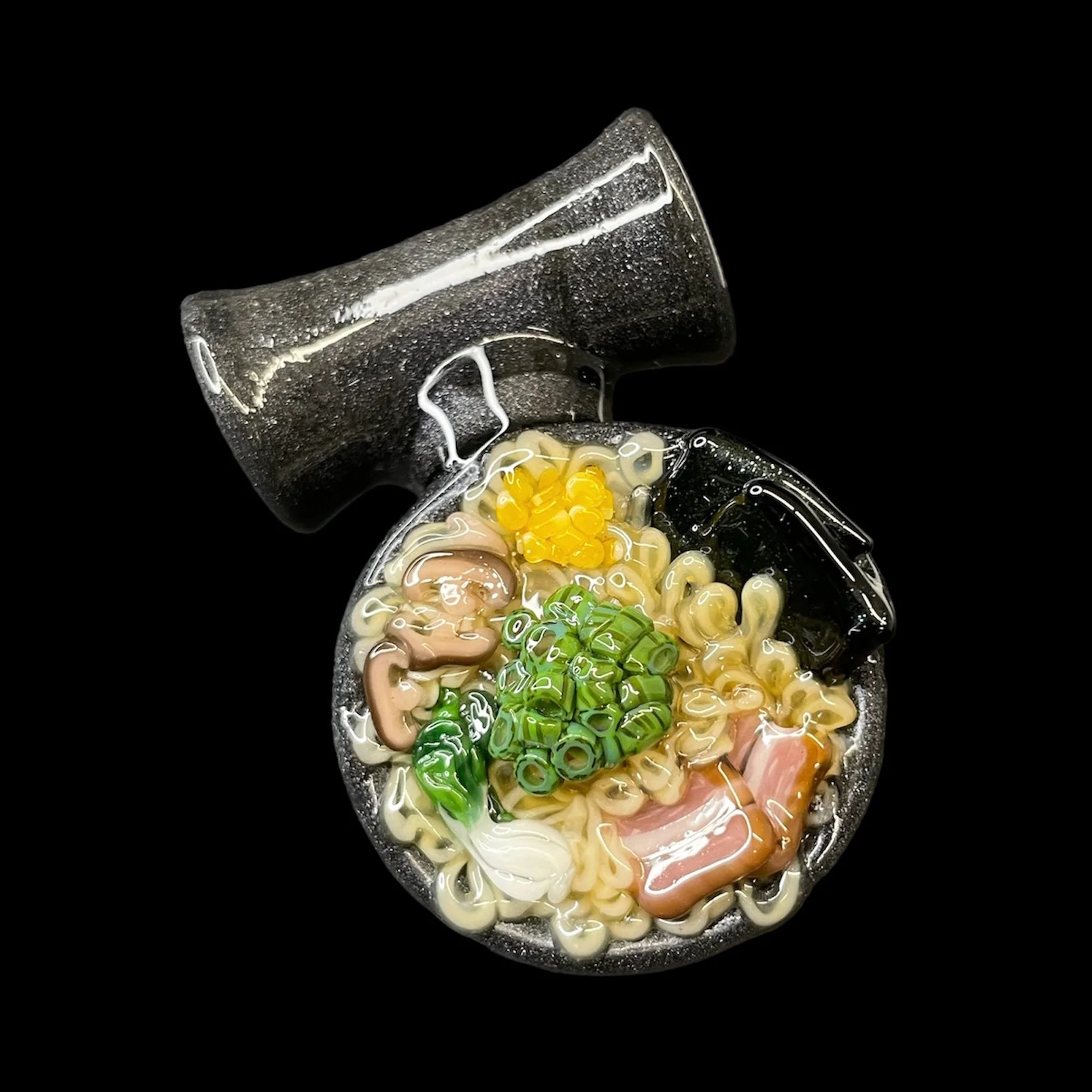 Steel Wool Dot Stack Ramen Pendant by Dojo Glass