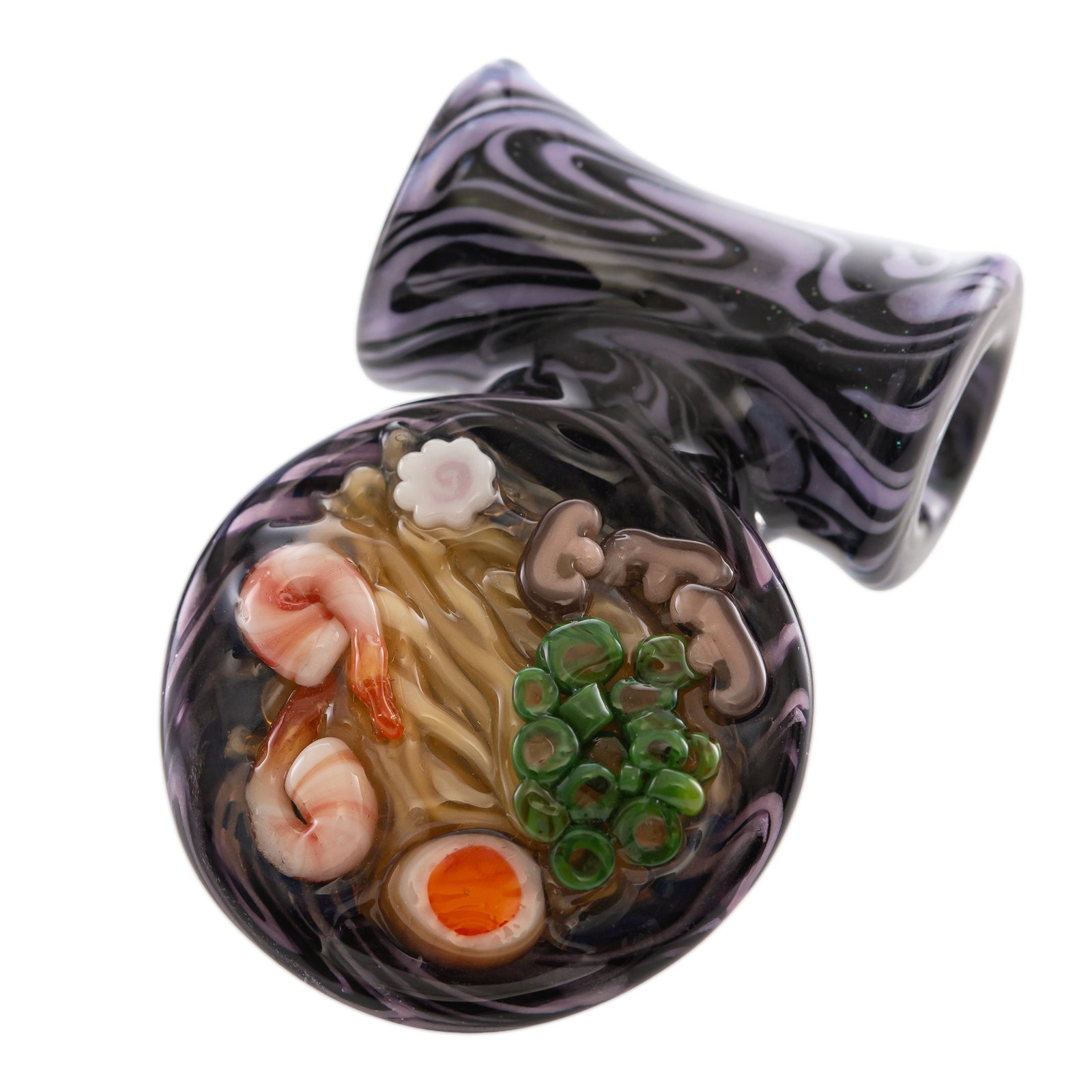 Purple & Black Nami Ramen Pendant by Dojo Glass