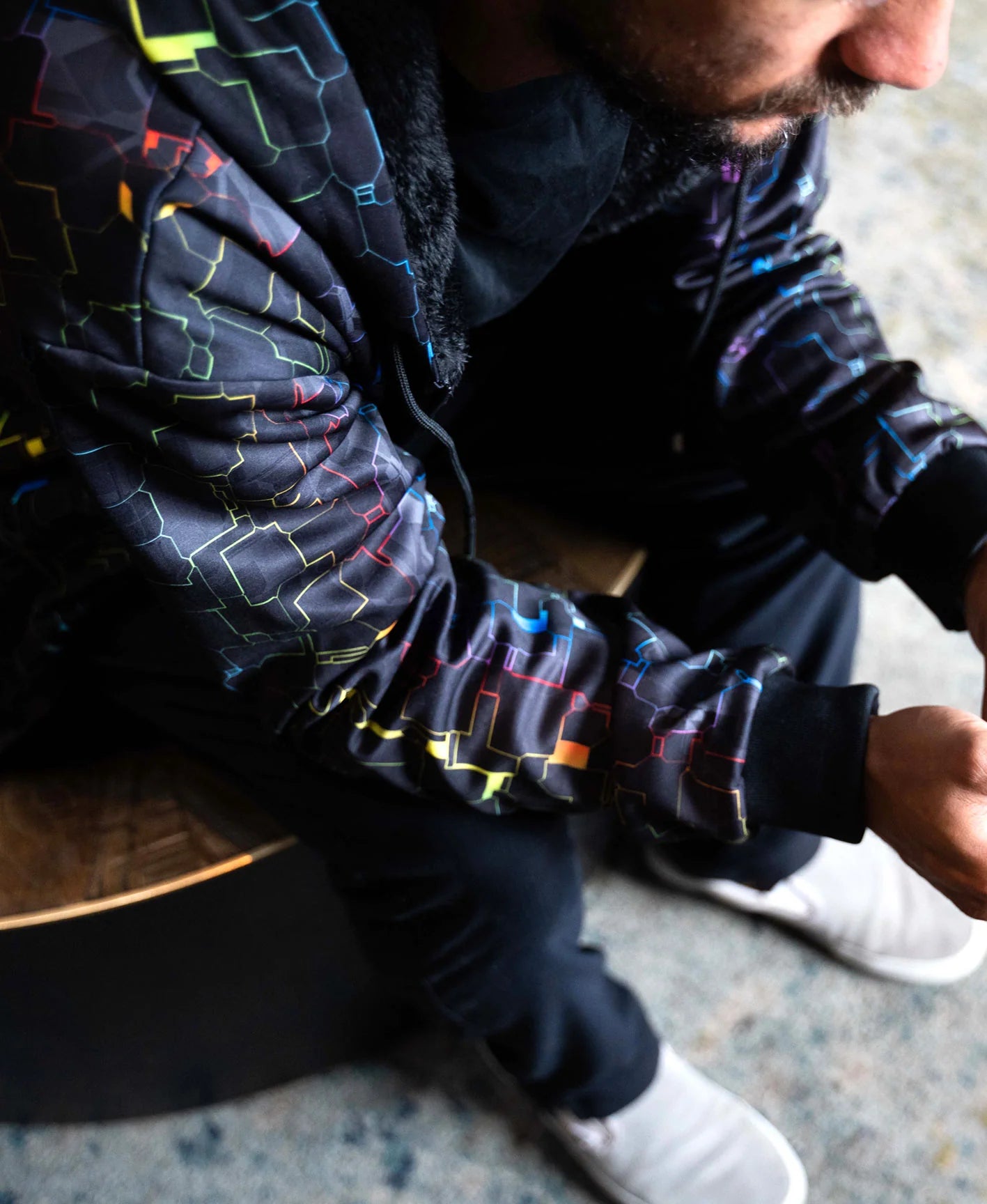 Fractured Rainbow Sherpa Hoodie by Glass Crane