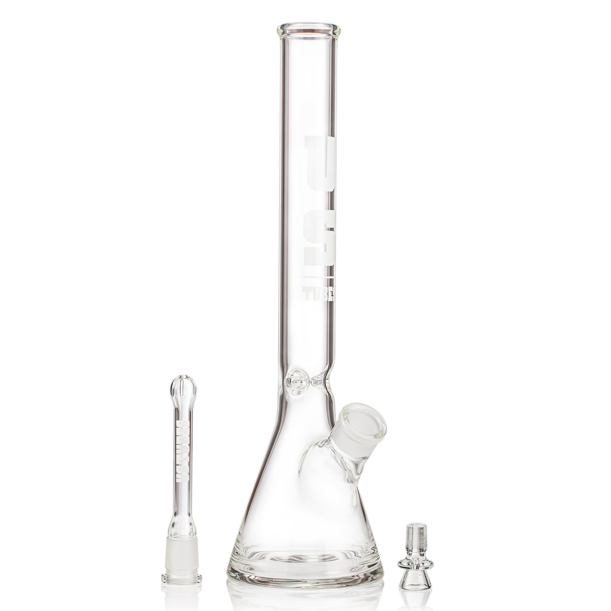 US Tubes 19 Inch Flagship Beaker 50 x 5mm with 29mm Joint and Display Box (White Block Decal)