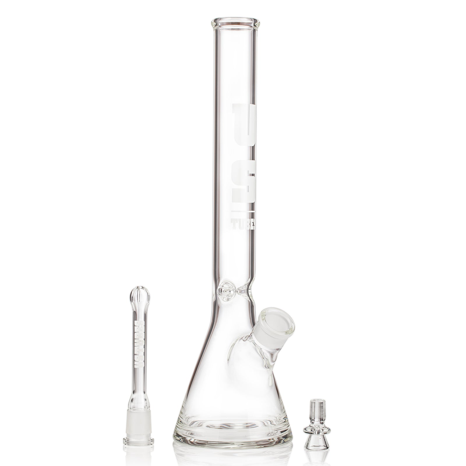 US Tubes 19 Inch Flagship Beaker 50 x 5mm with 29mm Joint and Display Box (White Block Decal)