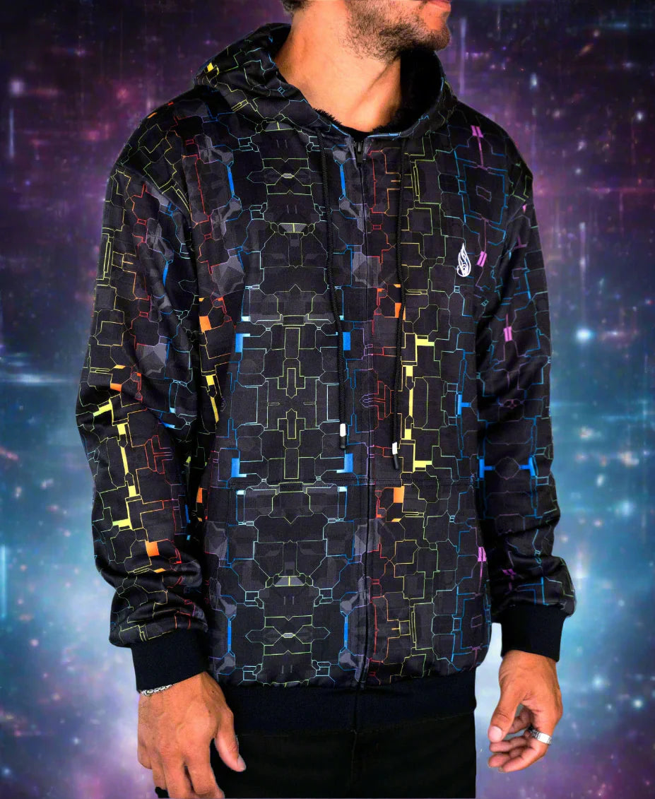 Fractured Rainbow Sherpa Hoodie by Glass Crane